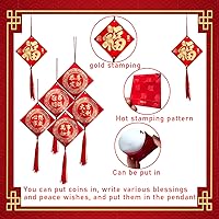 Vista 6 de Decoraciones de año nuevo chino, colgante de nudo chino, adornos colgantes rojos, colgantes Lucky Fu para Año Nuevo, árbol para el hogar, adornos