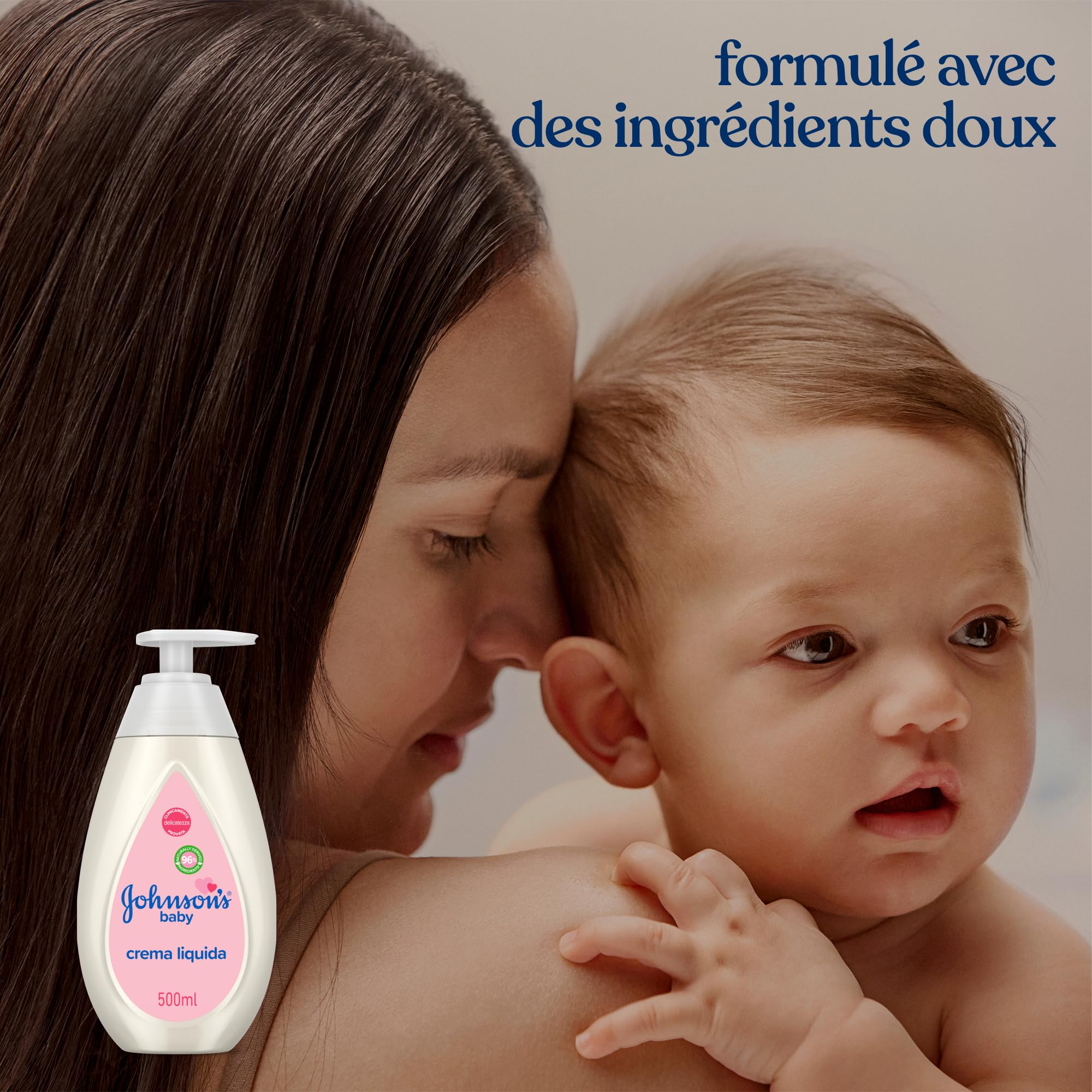 Johnson's Baby – Lotion hydratante (500 mL) – Testé par des pédiatres et des dermatologues – Formule sans colorants – Avec un pH équilibré