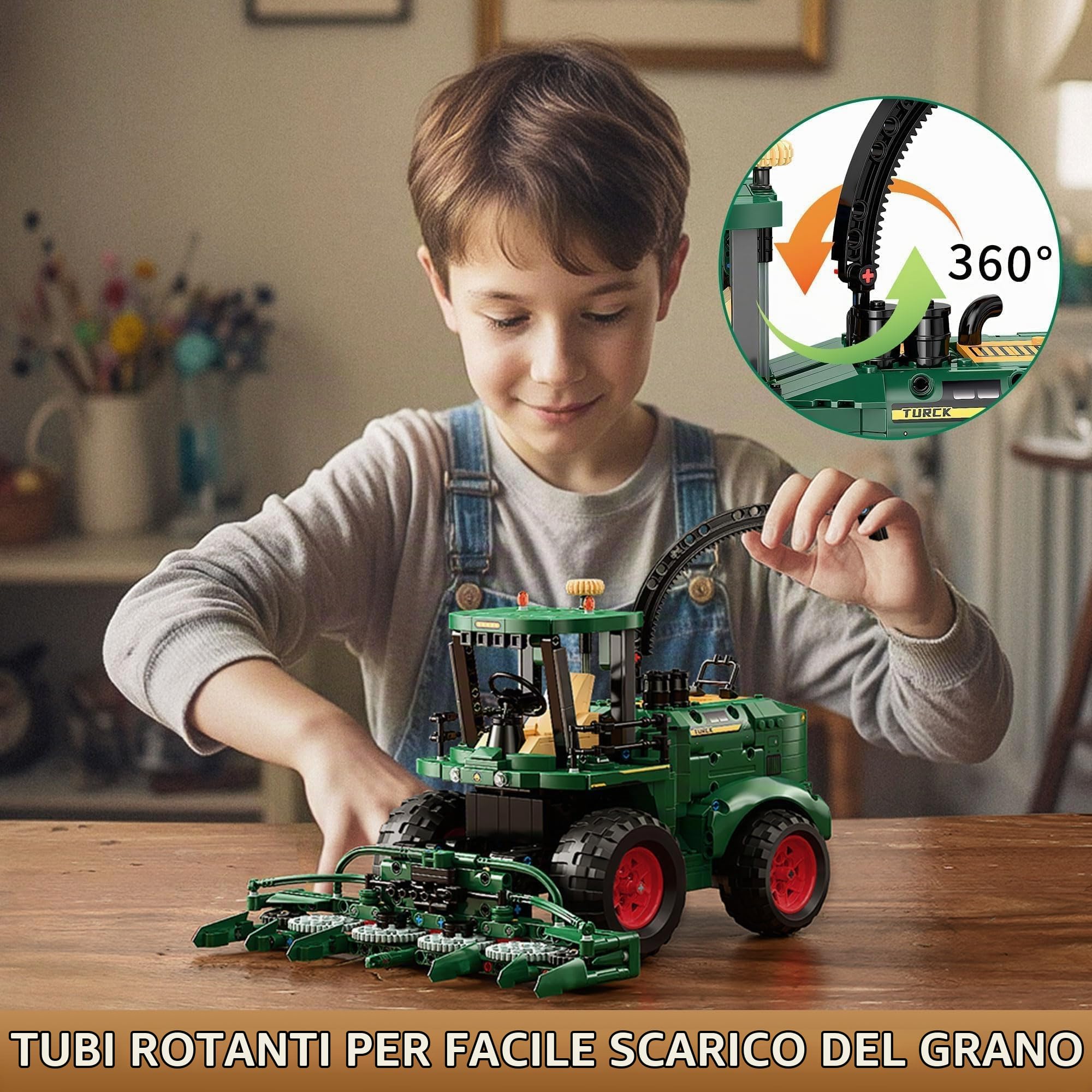 TYCOLE Set Costruzione Technic Trattore Agricolo con Mietitrebbia Funzionante, Veicoli Giocattolo Educativo, Regalo Compleanno, Costruzioni per Bambini e Bambine 8+ Anni, 1162 Pezzi
