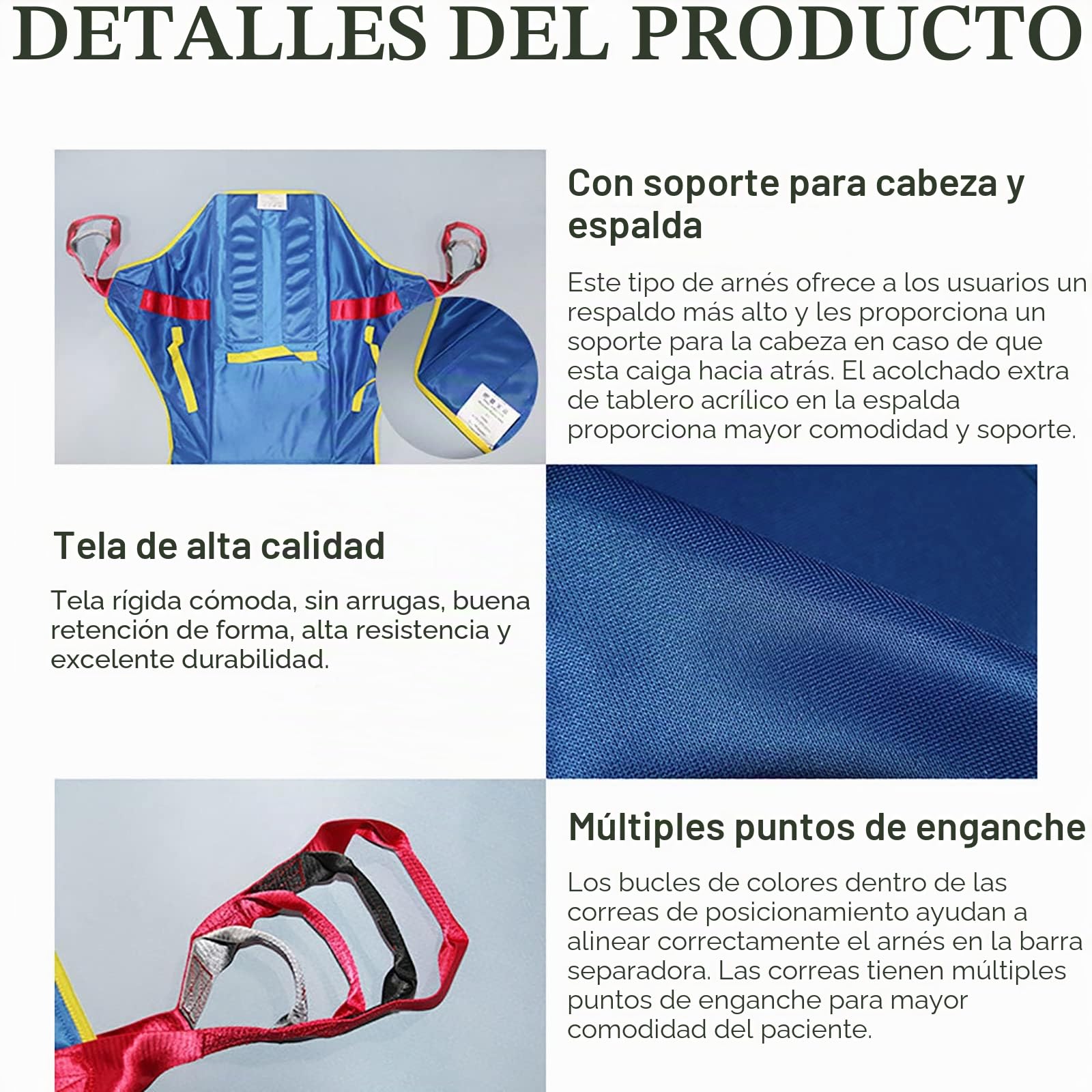 Grúas para levantar a personas mayores, eslingas para pacientes de baño acolchado de lujo, soporte de cabeza, eslingas de ducha para piernas divididas para levantar pacientes eslingas de transferenc