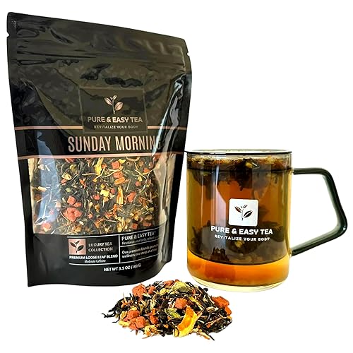 Pure And Easy Tea, Té negro de hojas sueltas prémium con guayaba y fresa real, 100% natural y sin azúcar, hace más de 30 tazas, 3.5 onzas (3.5 onzas)
