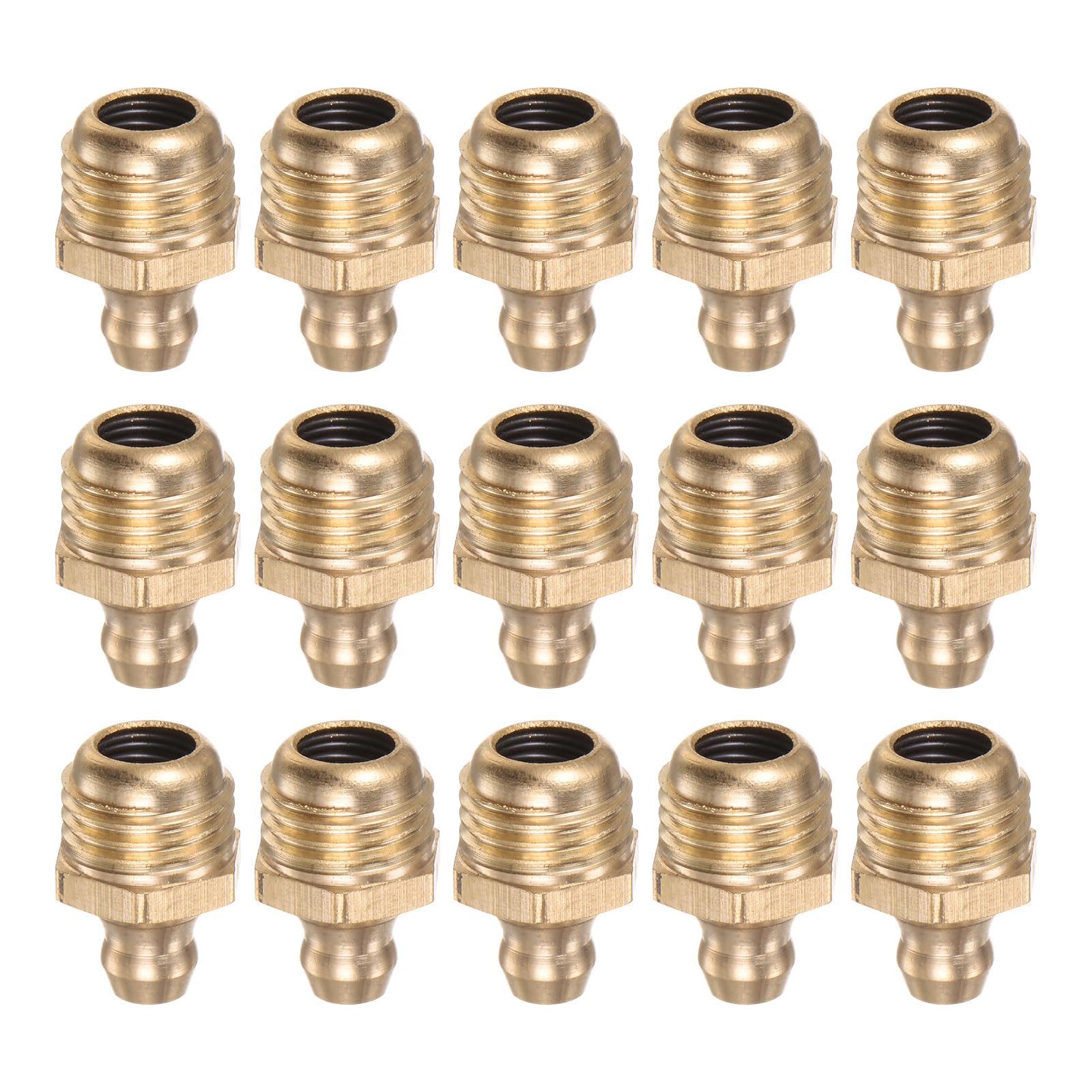 HARFINGTON 15pcs Brass Straight Grease Fitting M12x1.25mm Metric Thread Hydraulic Grease Nipple Accessories for Car