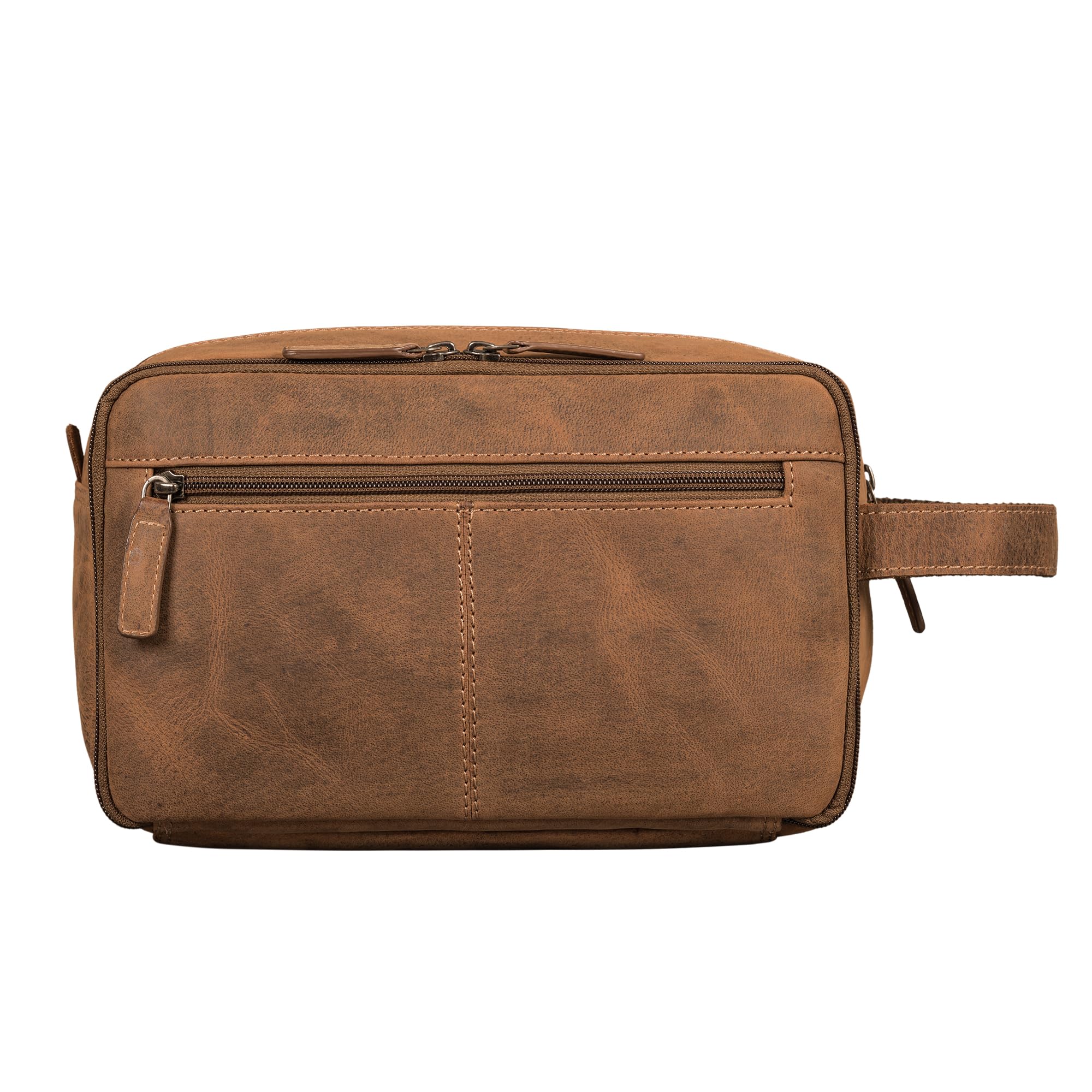 STILORD 'Marbella' Grande Neceser Maquillaje Cuero Auténtico Compartimentos y asa Impermeable Equipaje de Mano Piel Bolsa de Aseo Viaje Bolsa Baño Neceser Hombre Mujer, Color:Bergamo - marrón