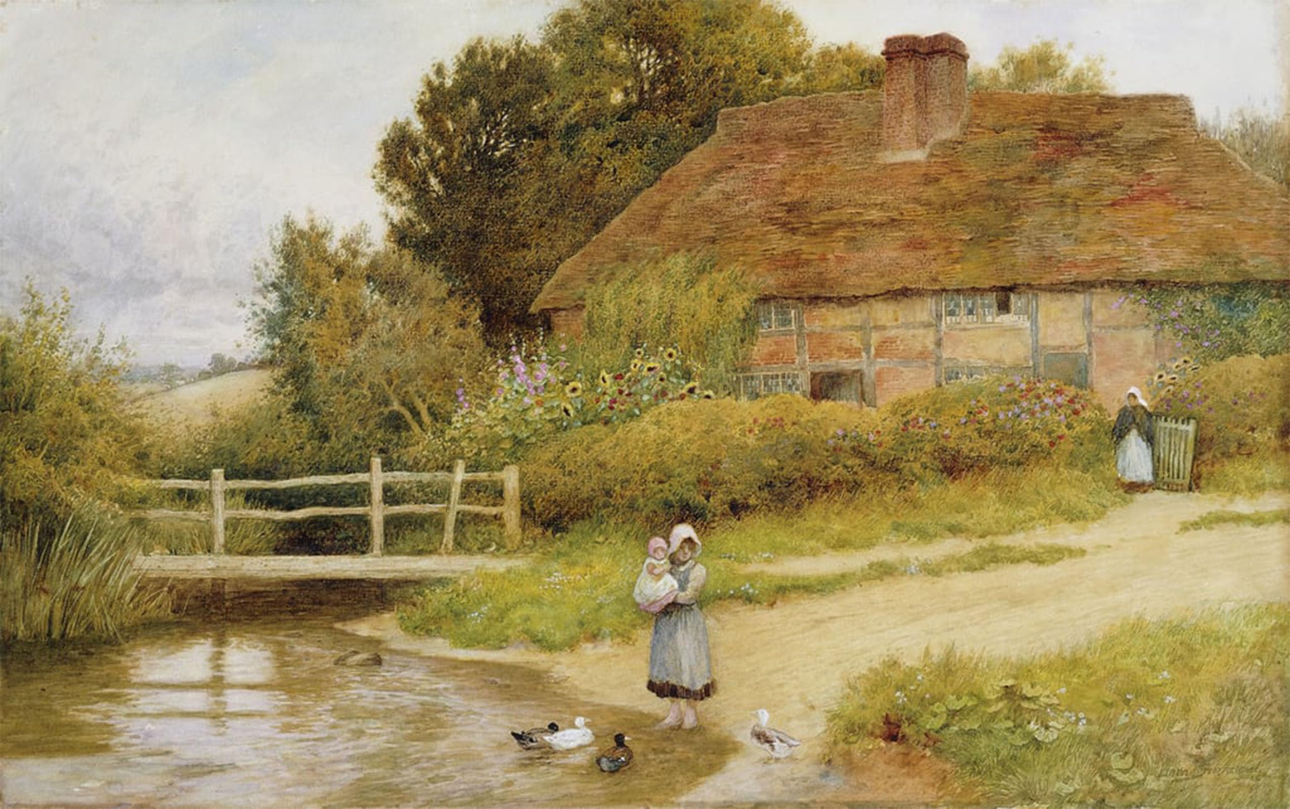 Posteriik No Frame Famous Print Pop Art Wall Art Graffiti Watching The Ducks By Arthur Claude Strachan Art Prints For Home Decor 60X90cm