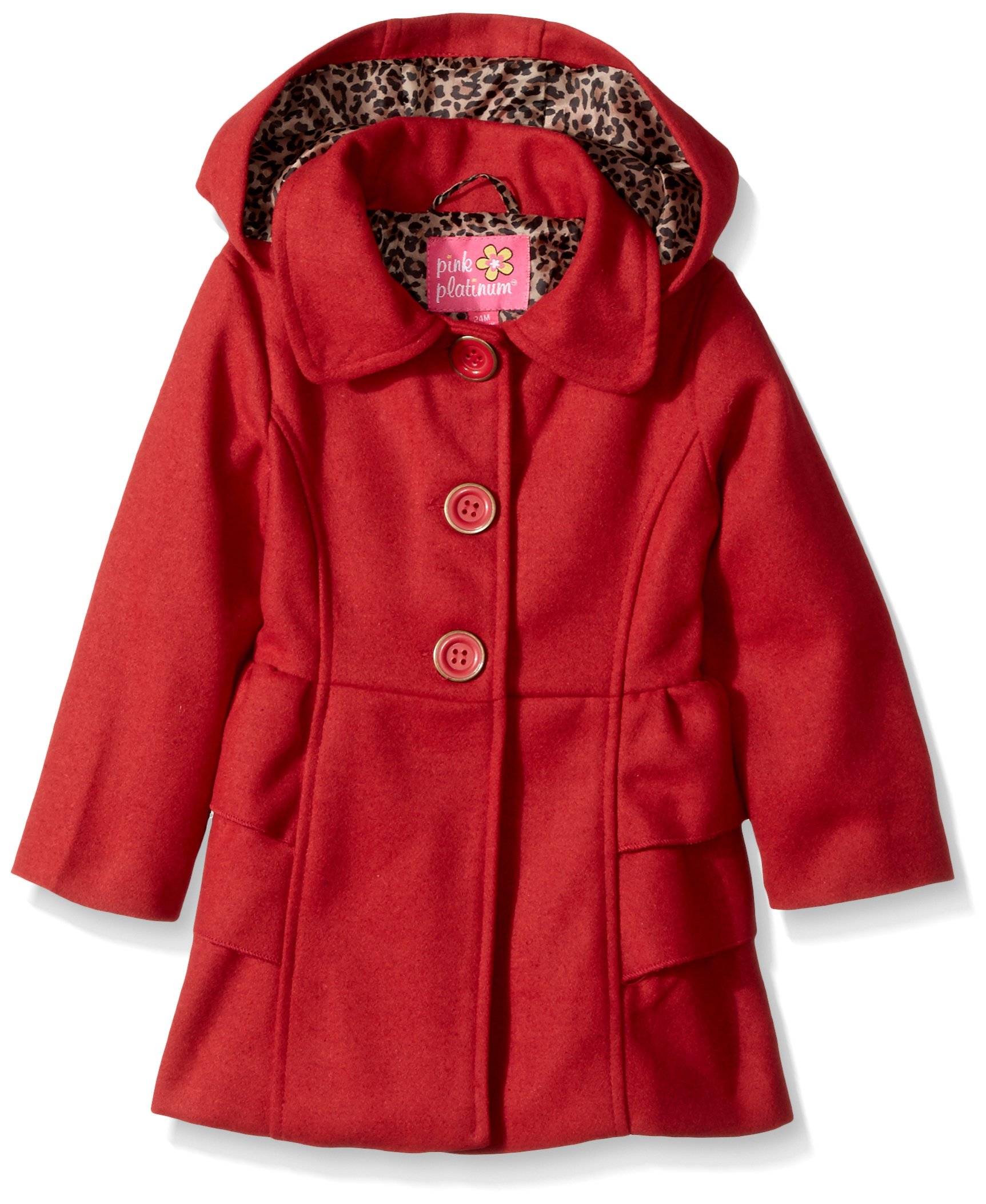 Pink Platinum Baby Girls Adorable Side Ruffles Wool Jacket, Red, 12M