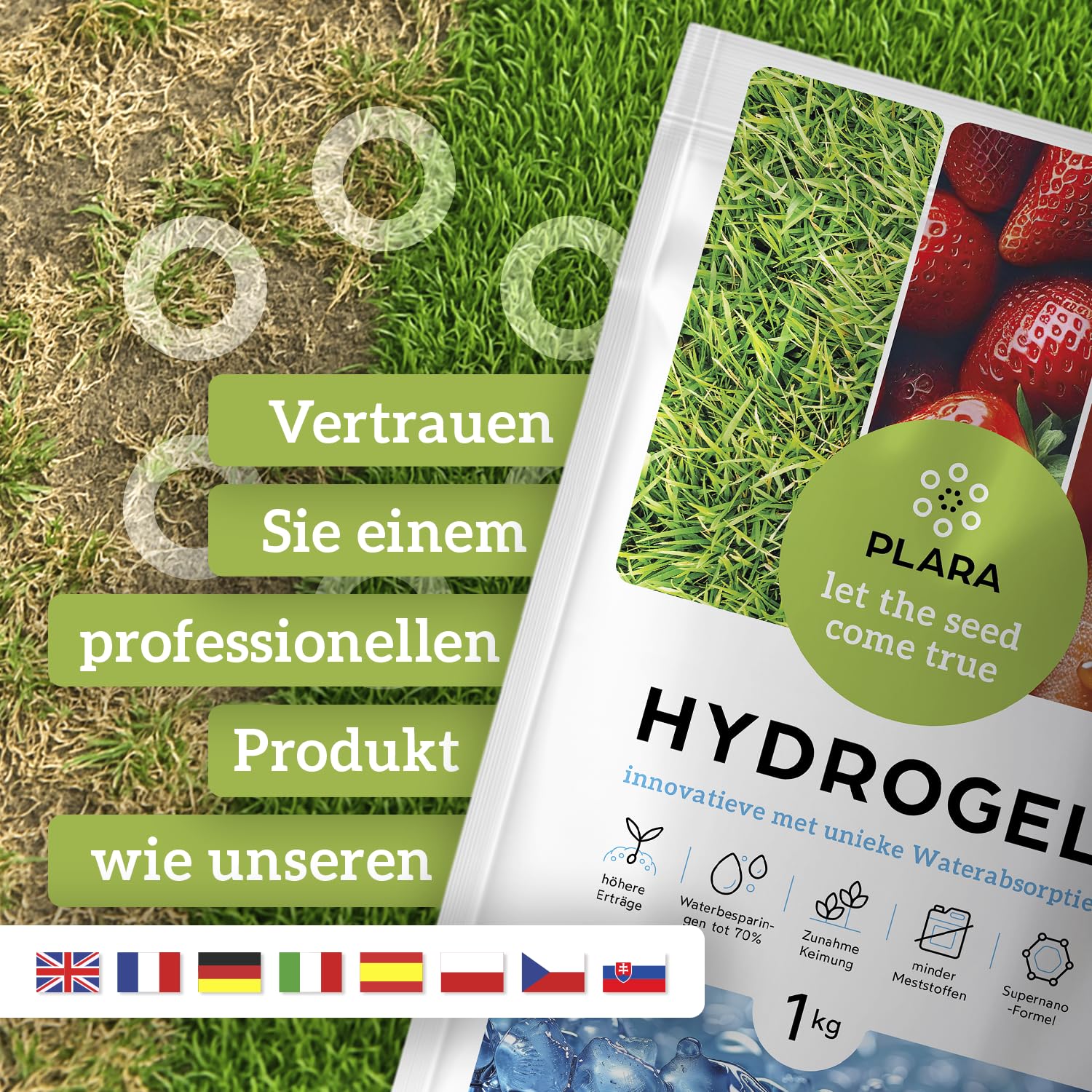 Hydrogel 2KG für Wasserspeicher für Pflanzen | Feuchtigkeitsregelung Fürpflanzen Substrat | Wasserspeicher Granulat | BIO Superabsorber Granulat für Langsame Wasserabgabe
