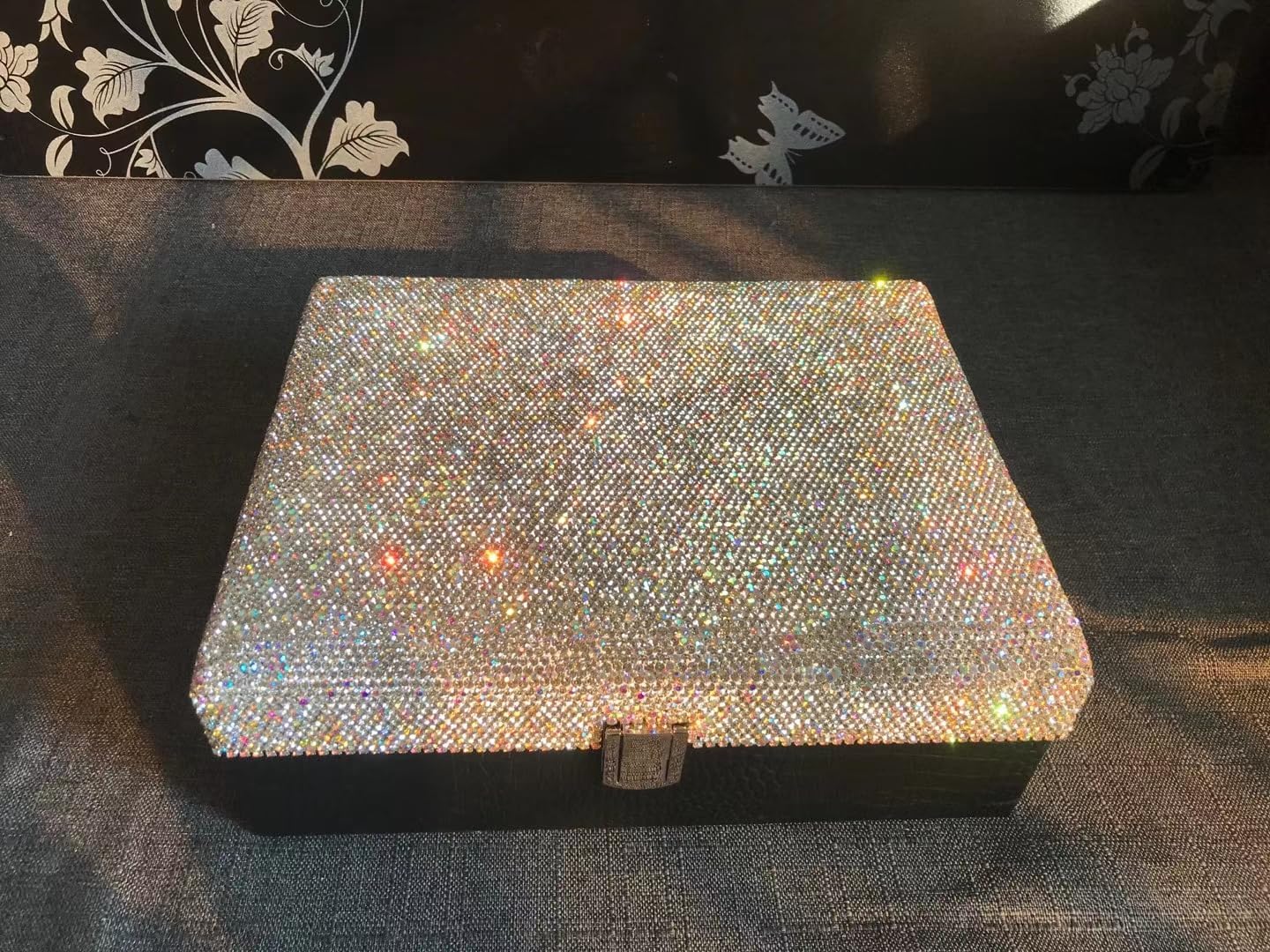 Jewelry Packaging & Display Silver Art Storage Box Luxurious Ornament Sparkling Silver Diamante Gift