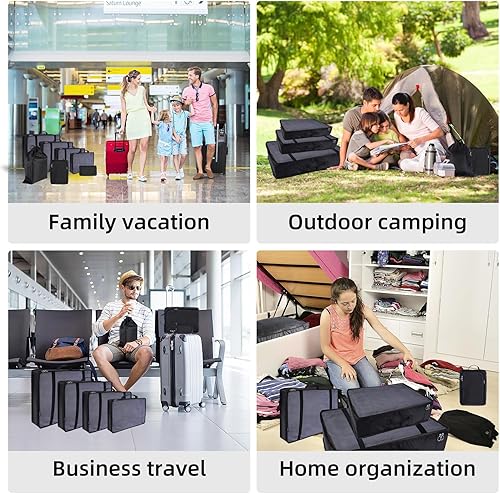 Miniatura 7 de Cubos de embalaje, 8 cubos de embalaje para maletas, bolsa de viaje para accesorios esenciales de tamaño de viaje, bolsa de almacenamiento de