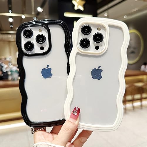 Miniatura 2 de Funda diseñada para iPhone 13 Pro Max de 6.7 pulgadas, bonito diseño de forma de marco de onda rizada con purpurina kawaii con purpurina brillante,