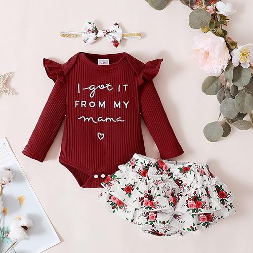 Miniatura 6 de Mioglrie Newborn Infant Baby Girl Clothes Outfits Romper Baby Girl Skirt Set Floral Baby Clothes for Girls Fall Winter