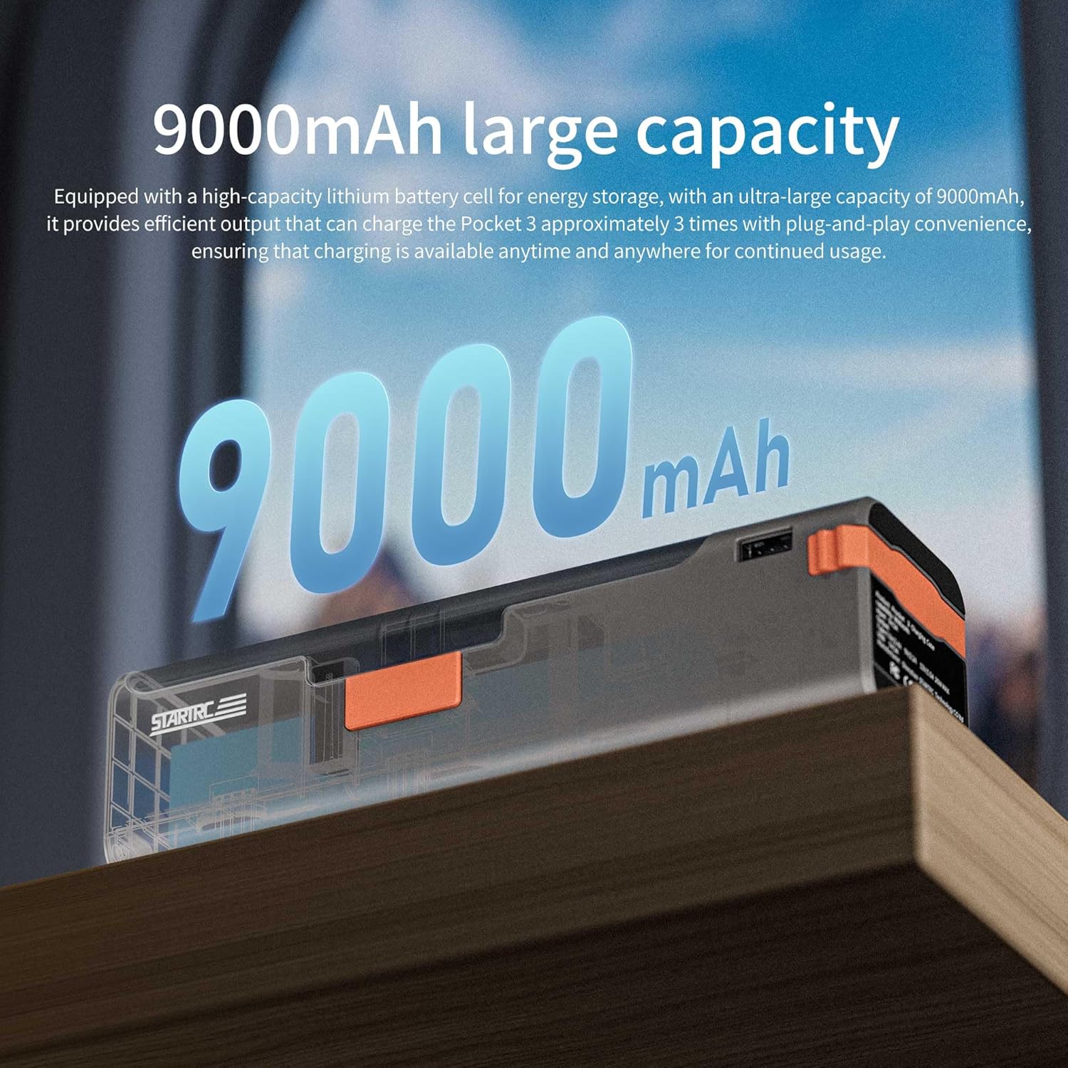 YDW Charging Case/Battery Quick Charger for DJI Osmo Pocket 3,Built in 9000mAh Extra Battery 20W Fast Charging,Digital Display,with Storage Space for Memory Cards and Filters