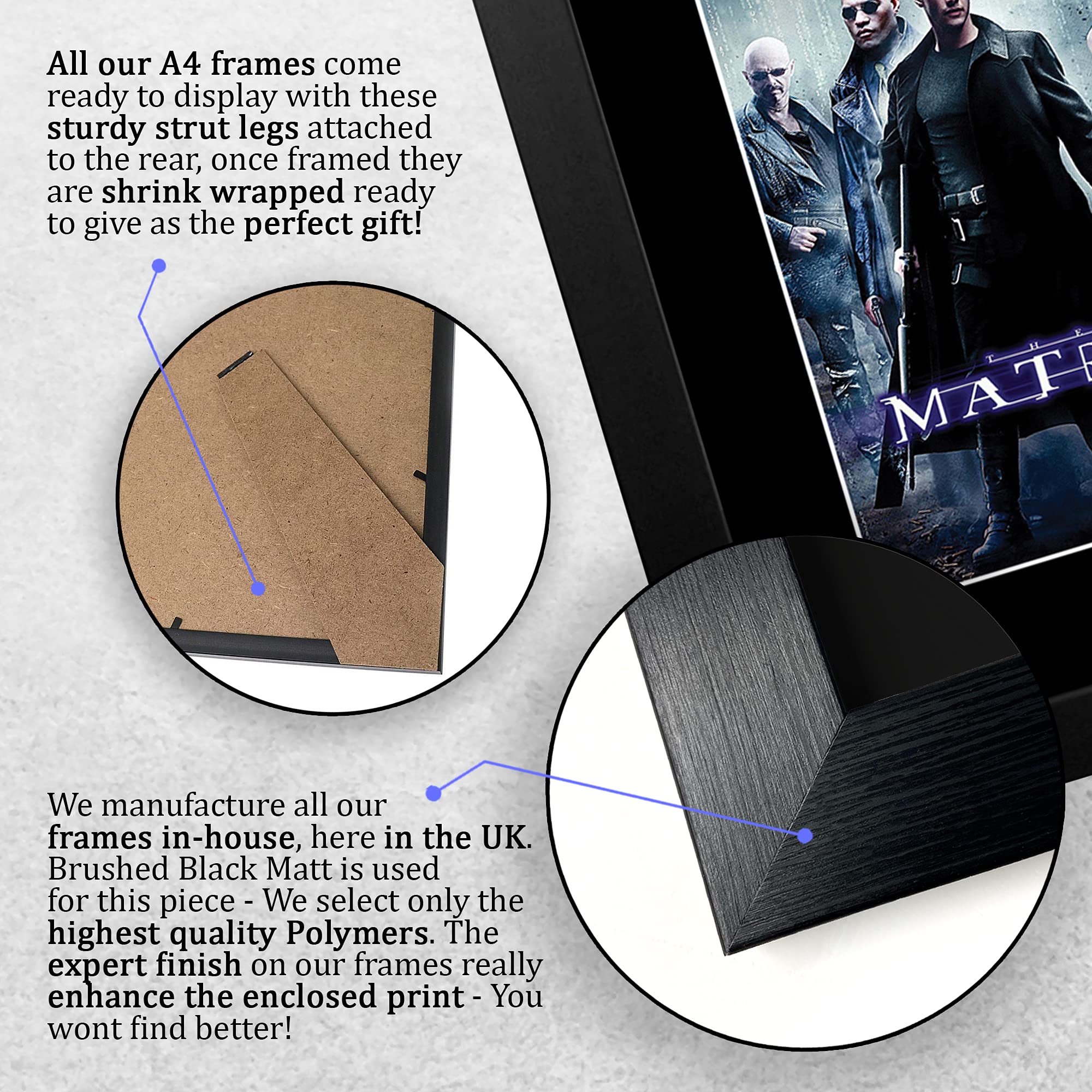 HWC Trading The Matrix A4 Incorniciato Firmato Regalo Visualizzazione Delle Foto Print Immagine Autografo Stampato Per Keanu Reeves Laurence Fishburne Carrie-Anne Moss Gli Appassionati Di Cinema