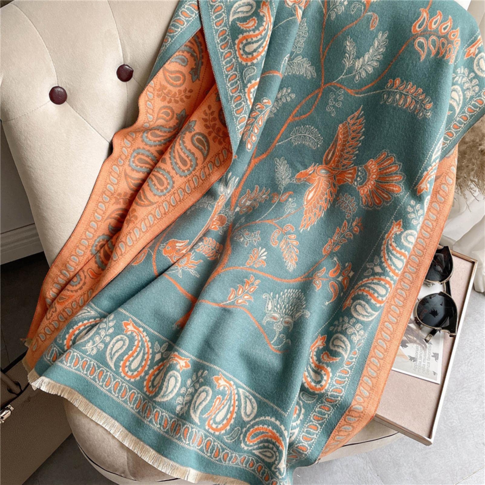 URYYRIT Sciarpa Calda F Imitazione Cashmere Sciarf Winver Women A Scialle Avvolgente Signore Stampare Moda Cashmere Spessa Sciarpa A Scialle di Sciarpa