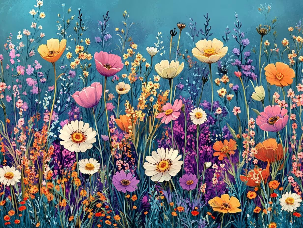 Anlage Malen Nach Zahlen Erwachsene Blume Malen Nach Zahlen Kinder ab 7, Set Erwachsene Bastelsachen Kreativ Set für Kinder Geschenke für Männer, Weihnachten Halloween Deko Ohne Rahmen 60x80cm H - 746