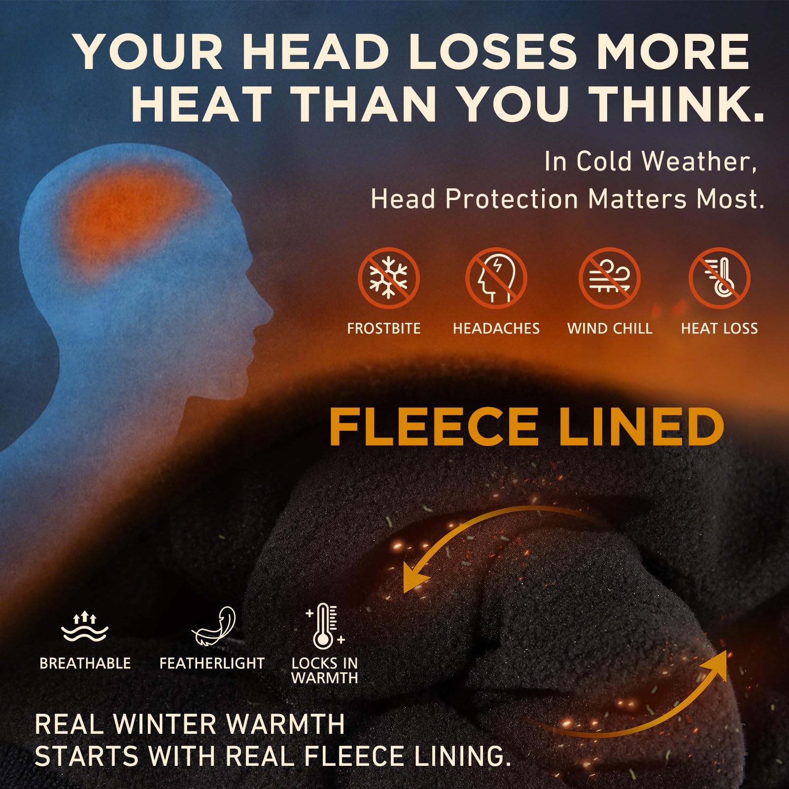 TOP-EX Windstopper wasserdichte Wintermütze Herren & Damen, Warme Fleece-gefütterte Strickmütze Beanie, Atmungsaktive Outdoor Lauf- & Skimütze, Winddichter Regenschutz, Herrenmütze