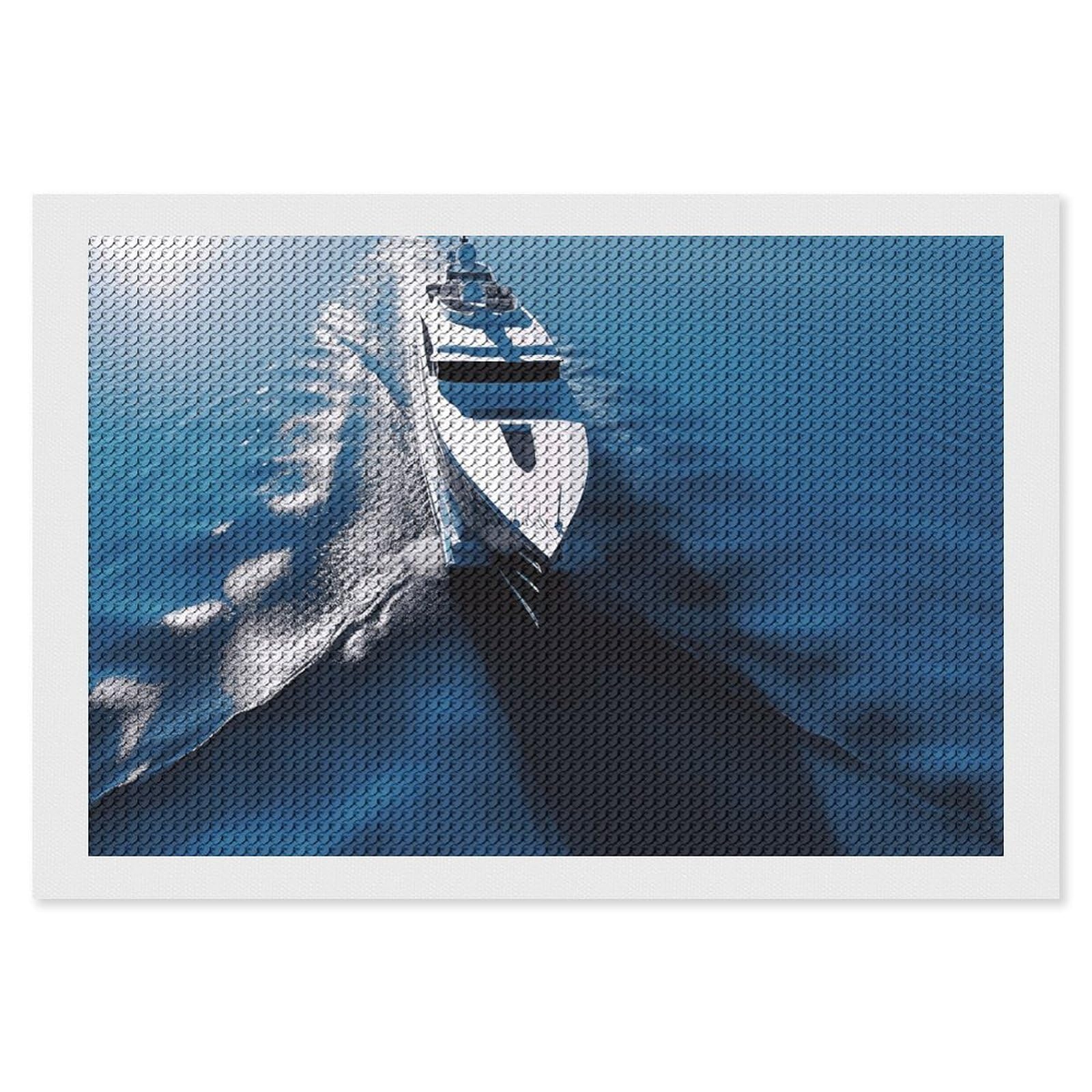 NONHAI Diamond Painting Kits for Adults - DIY Diamond Art Kits for Beginners - Full 5D Paint Drill Diamond Dots Paintings- Yacht ​ Sailboat Diamonds Pictures Gem Art and Craft Wall Decor 8"x12"