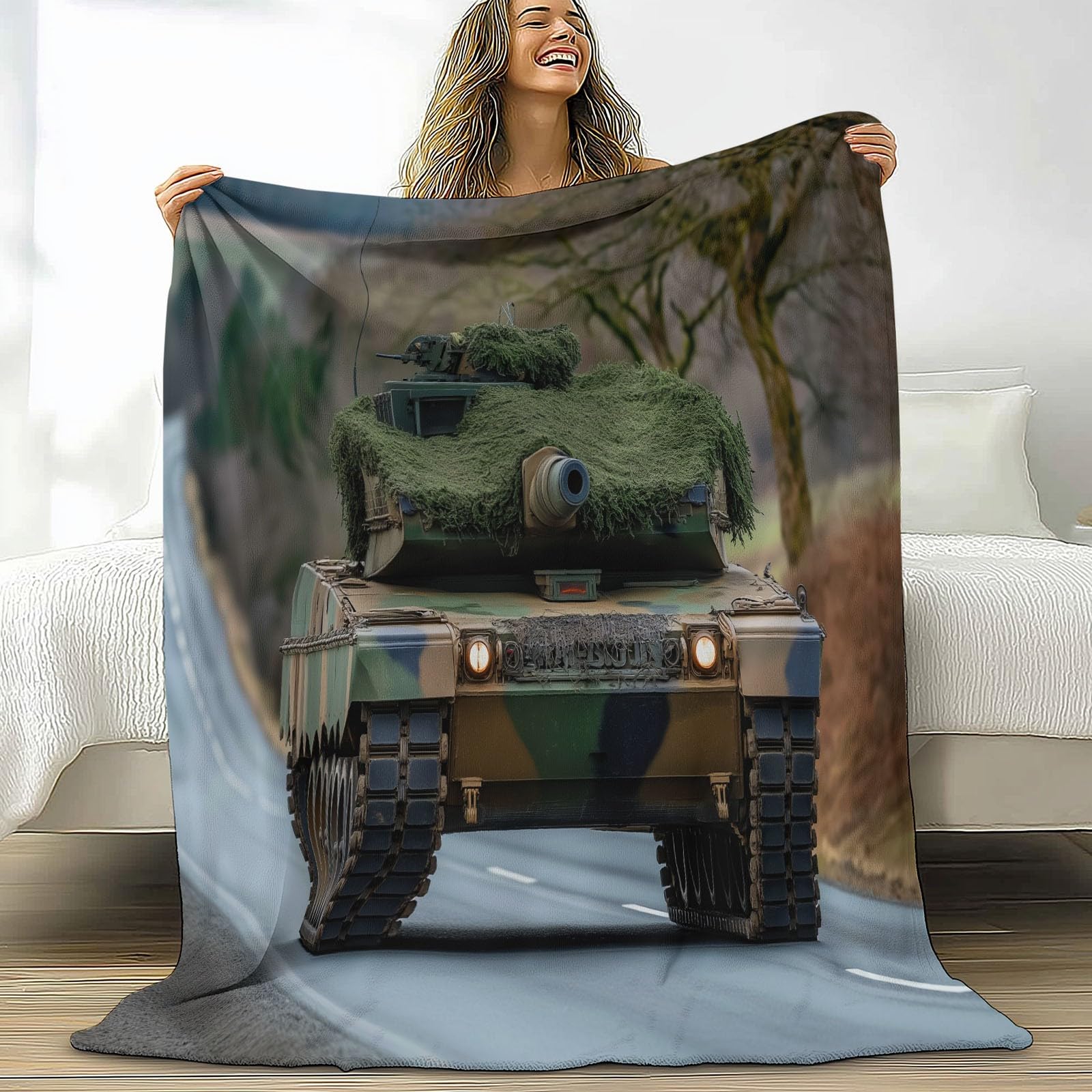 Ciepły flanelowy koc typu sherpa z motywem przyrody, do fotografii, miękki, przytulny, wiejski, drogowy, czołg, narzuta, pluszowa, flanelowa, polarowa, 220 x 240 cm, dla dziewcząt, dzieci, dorosłych