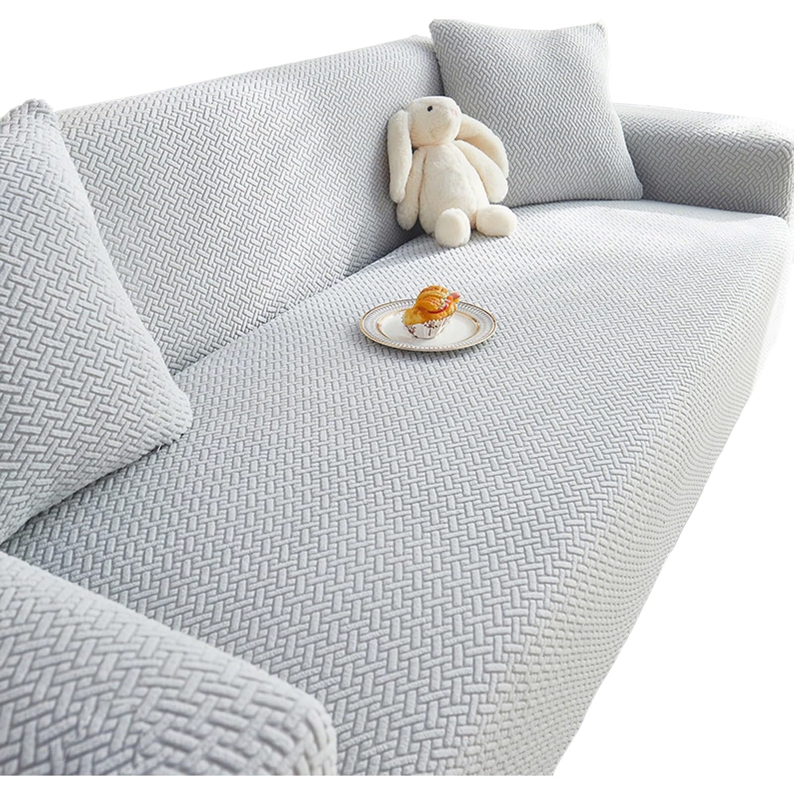 Housse de canapé extensible velours épais 2 places angle L