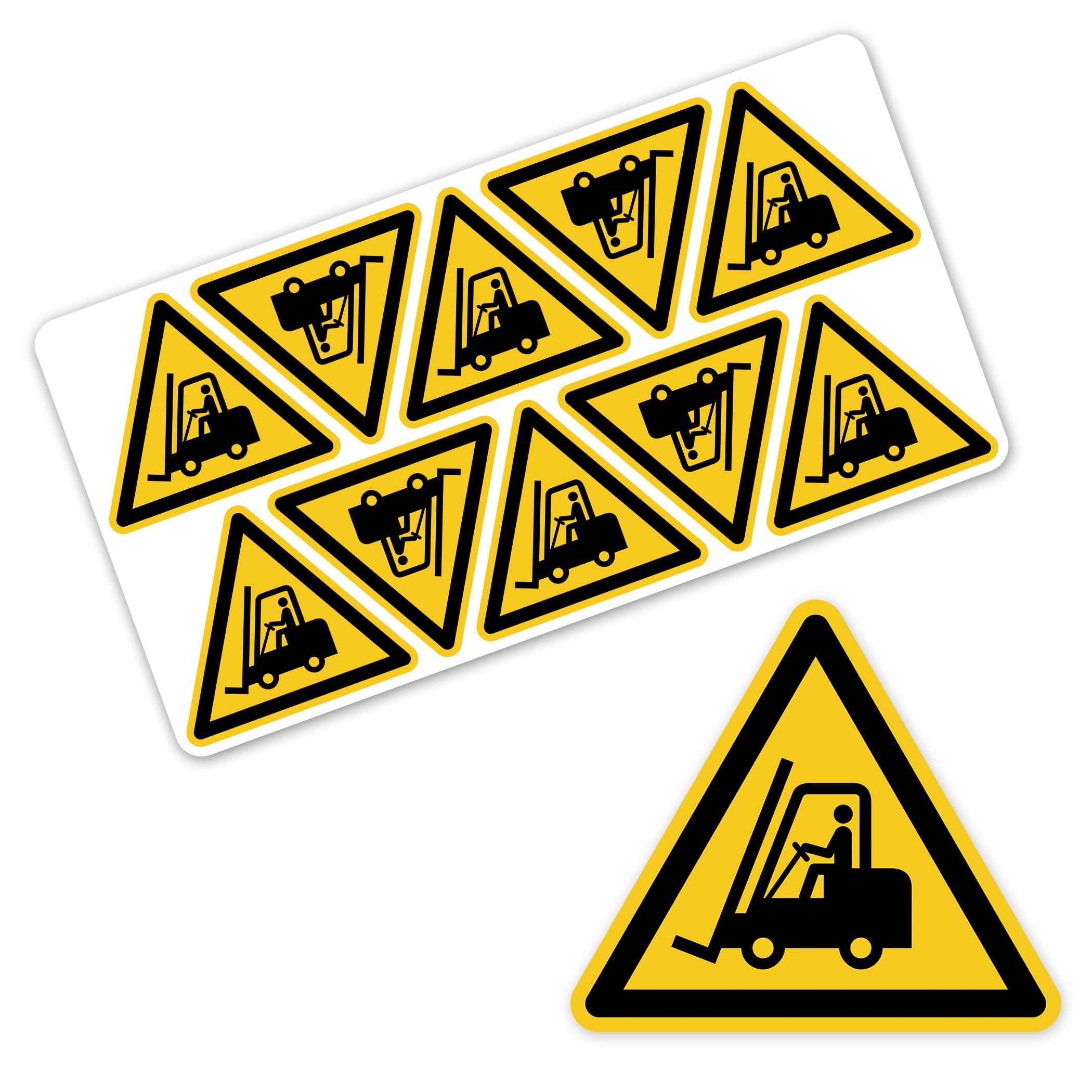 Señal de advertencia para vehículos de estacionamiento, símbolo de advertencia según DIN EN ISO 7010 W014 – Advertencia de carretilla elevadora tráfico de carretillas elevadoras pegatinas de