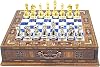 GrandGiftStore Handmade Chess Set With Storage, Luxury Chess Set, Stylish Wooden Gold-Silver Chess Pieces, Adult Chess SetBlue