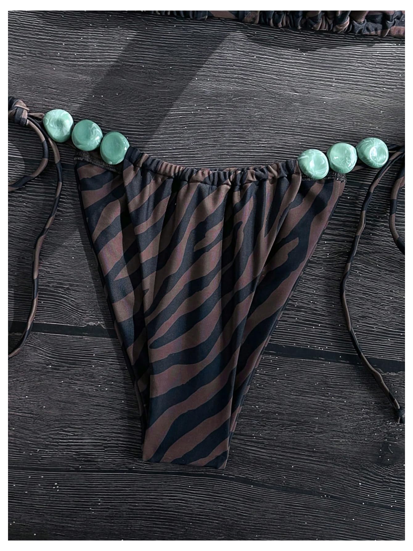 Set Bikini da Donna 2 Pezzi Costumi da Bagno A Triangolo con Scollo all'Americana A Righe Costumi da Bagno Costumi da Bagno Marrone Grande