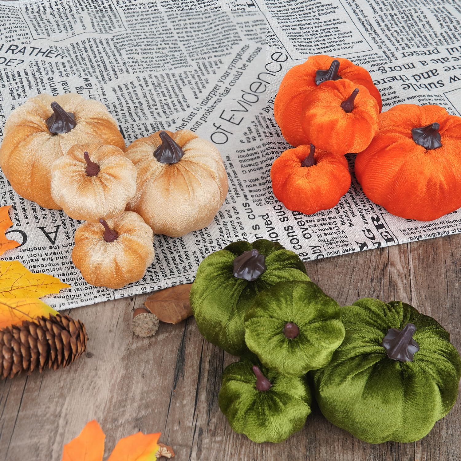 ZLPBAO 12 Stück Künstliche Kürbisse - Herbst Deko Set In 5 Größen