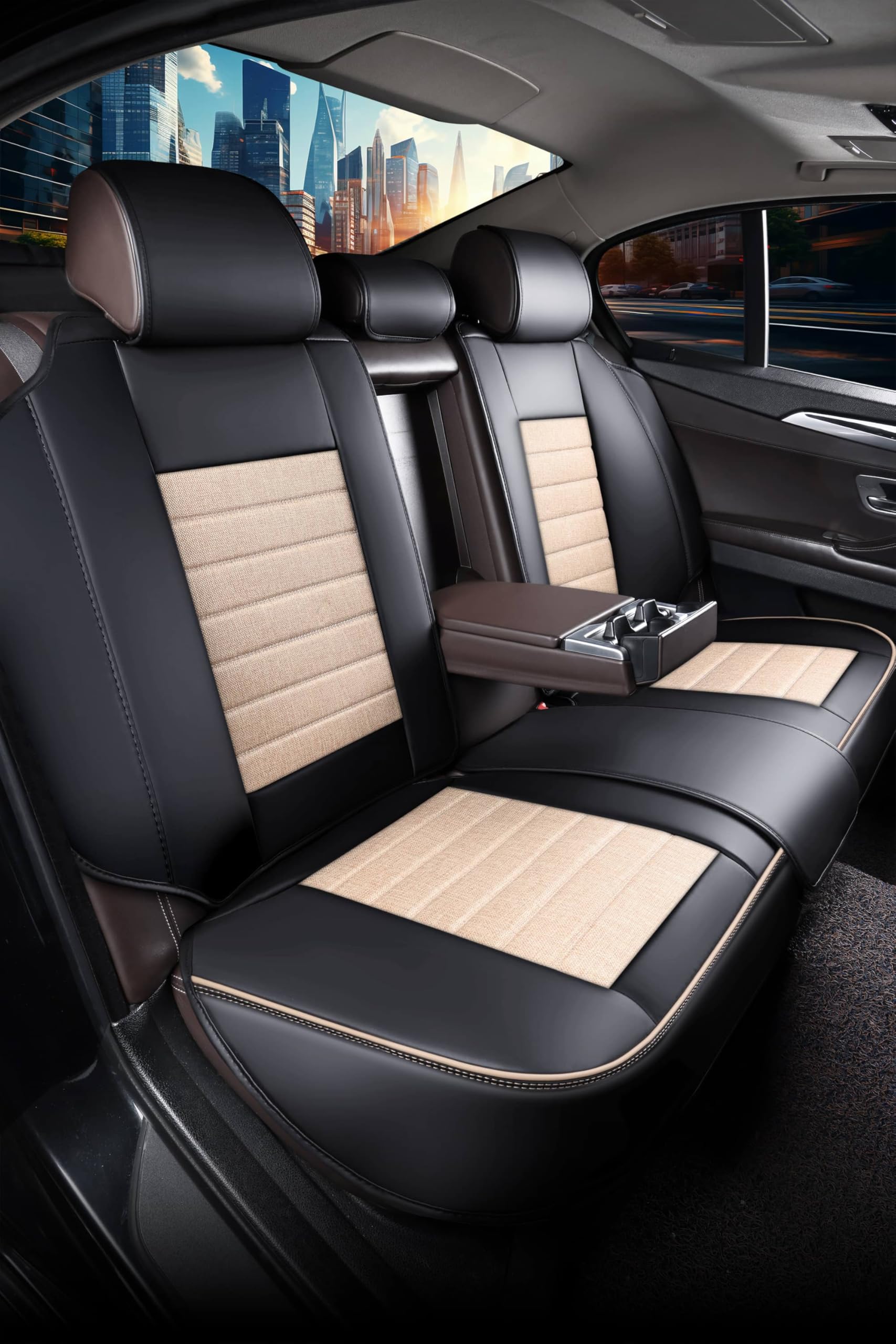 Autositzbezüge Universal für PKW & SUV – Premium Schonbezüge Komplettset Schwarz, hochwertig verarbeitet für mehr Sitzkomfort, Airbag-kompatibel Sitzauflage, für Vorder- und Rücksitze