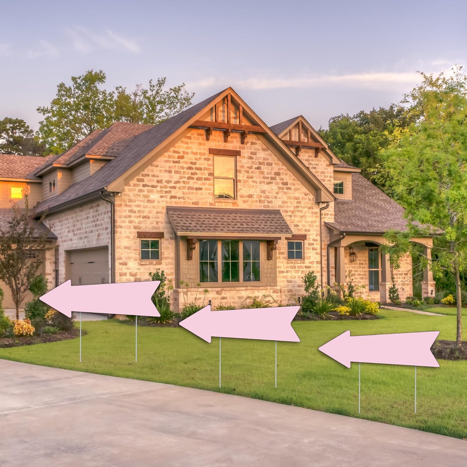 Pink Arrow Signs with Stakes 16 x 5 Inches,This Way Directional Arrow Yard Signs,Wedding Yard Signs, Birthday Party Signs (20)