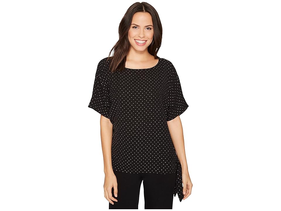 

MICHAEL Michael Kors Starbright Tie Top (Black/Silver) Women's Clothing