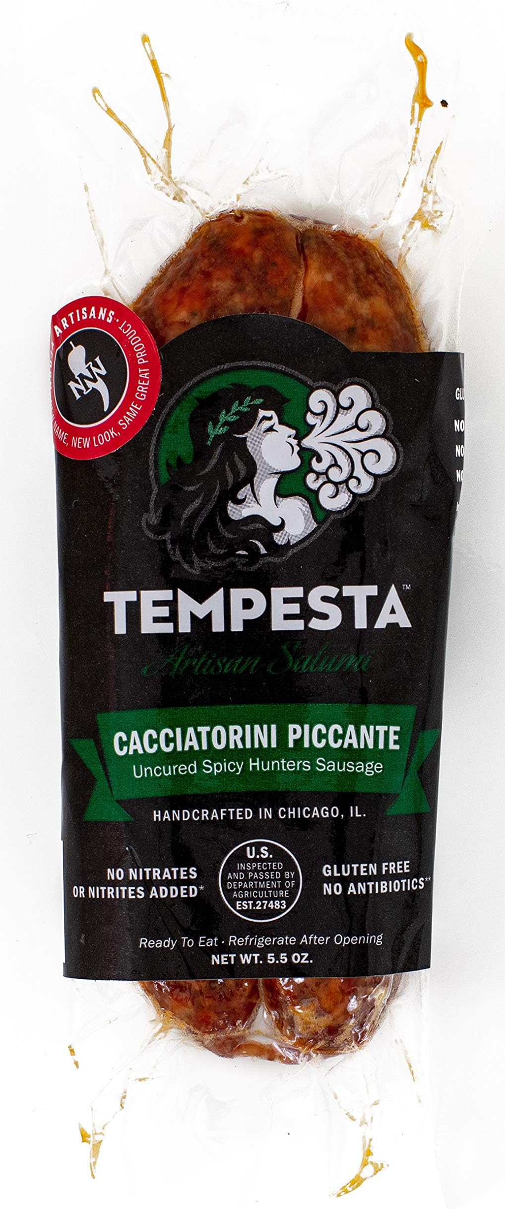 NDUJA ARTISANS Cacciatorini Piccanti (Spicy Hunters Sausage) , 5.5 OZ (Pack - 1)