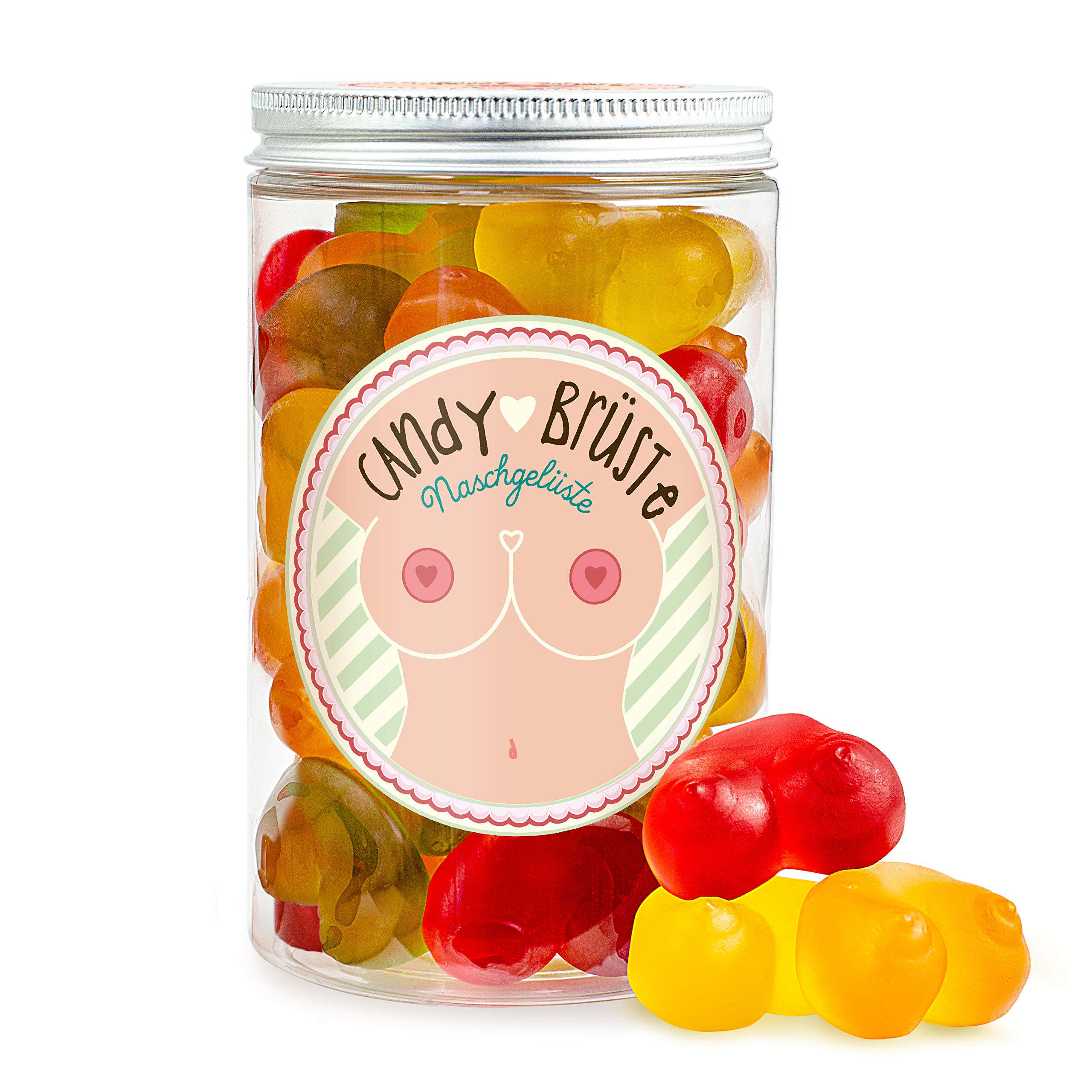 Der Zuckerbäcker Candy Brüste - 250g Lustige Gummibärchen - Erotische Scherzartikel für Erwachsene & Witziges Geschenk zum 18. Geburtstag Junge - Fruchtgummi Boobs für JGA Männer