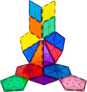 PicassoTiles 16 Piece Magnetic Building Block Set Geometry Shape Magnet Tiles Construction Toy STEM Learning Kit Educational Playset Playboard Pretend Play Stacking Blocks Child Brain Development PT16