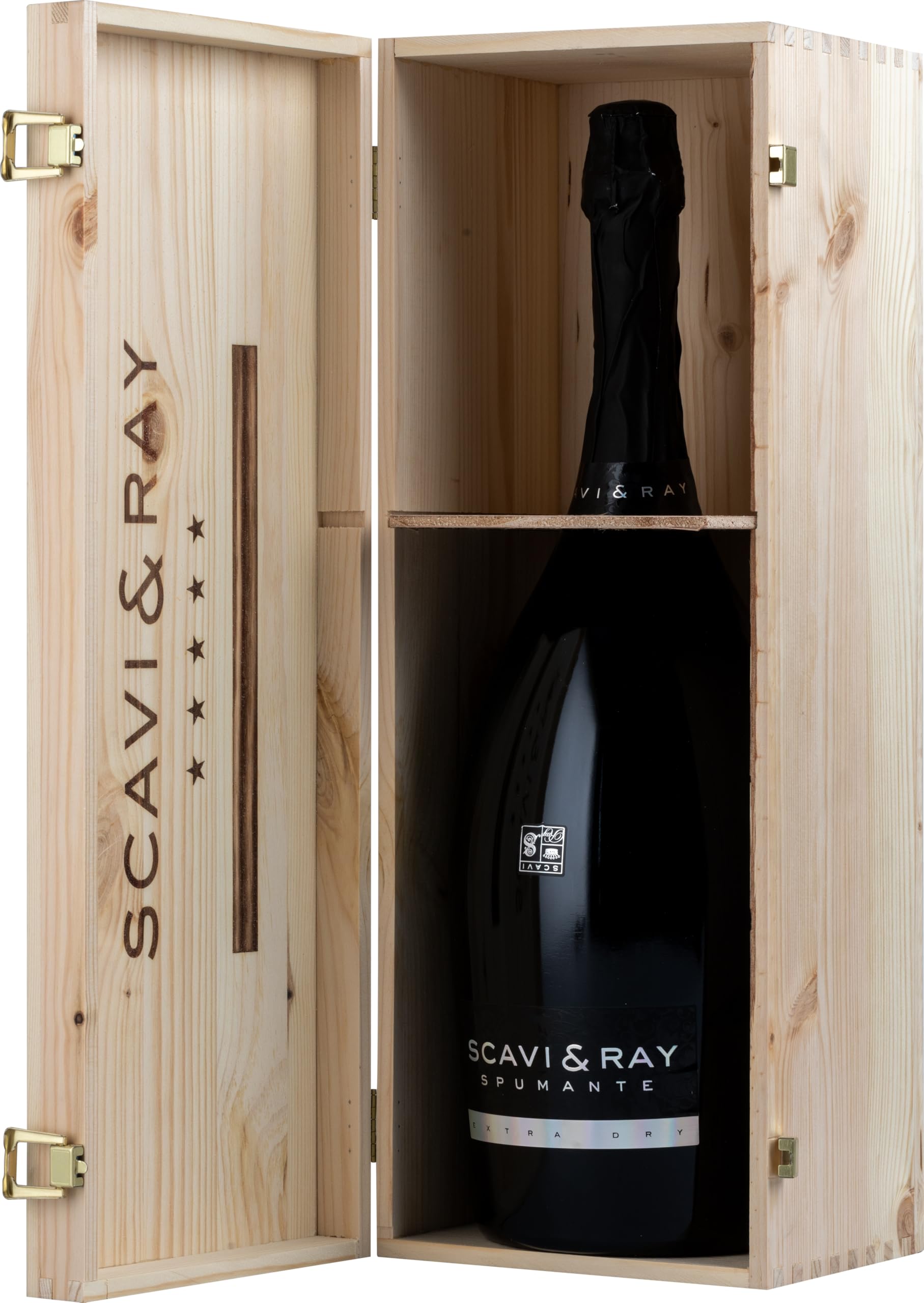 SCAVI & RAY Prosecco DOC Spumante Jeroboam 3,0l Holzkiste extra trocken italienischer Schaumwein 11% Vol.