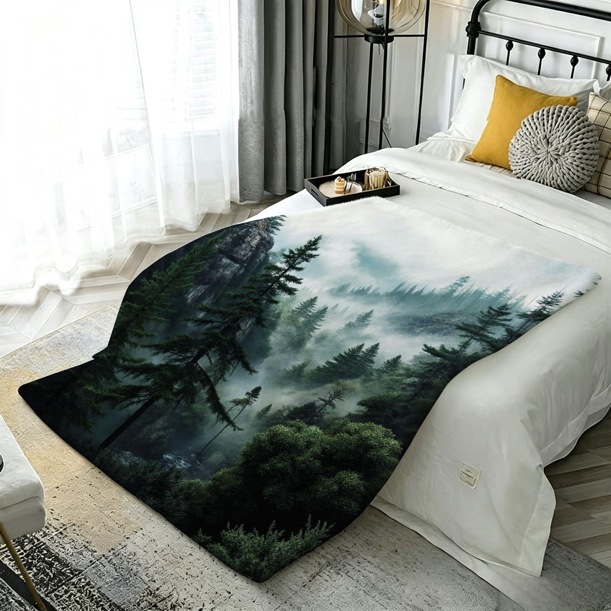 Manta Moderna Estampado 3D 220x240 cm Bosque Verde a2357