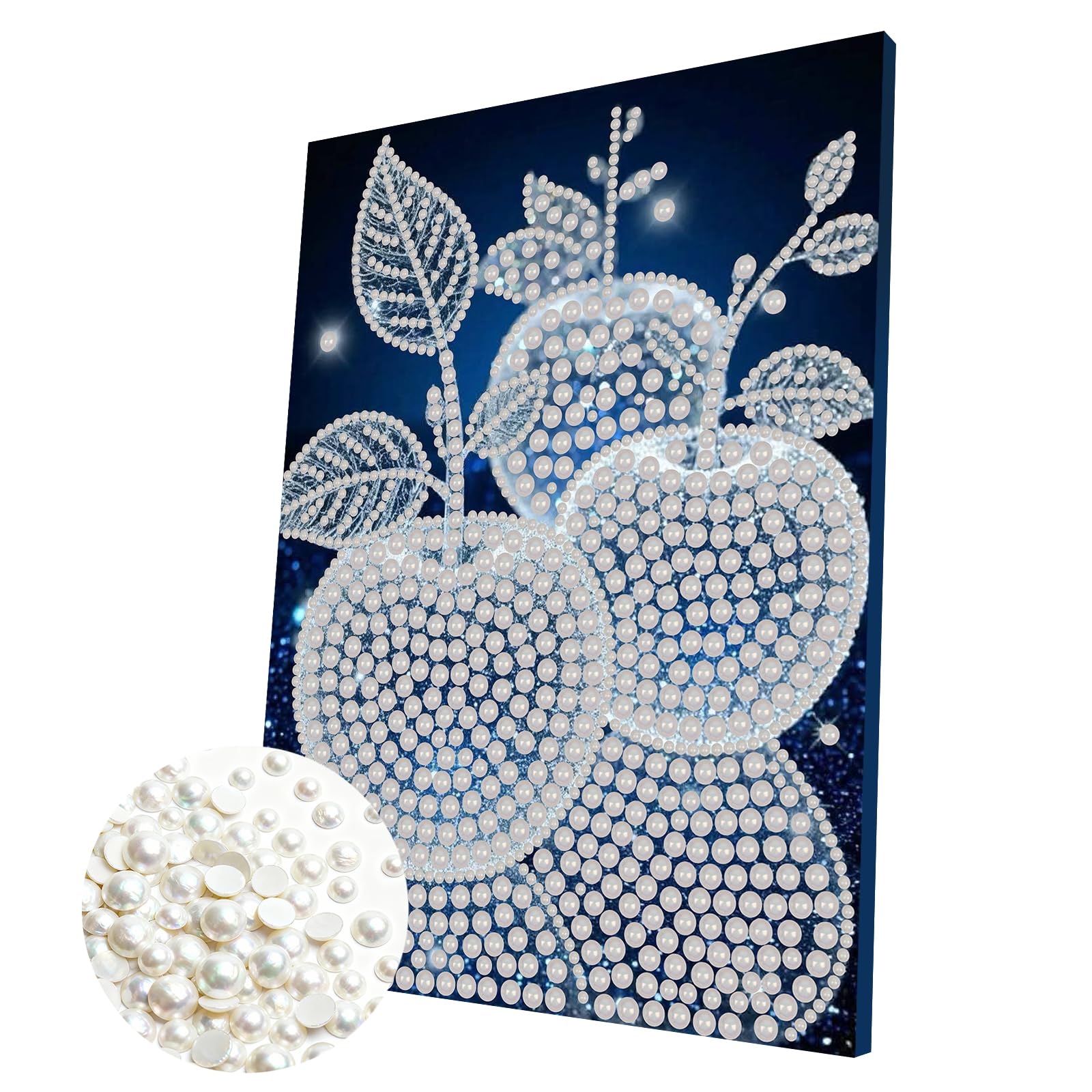 Aodejoy 5D Pearl Painting Kits with Frame,30x40cm DIY Pearl Gem Art Diamond Painting Kits for Beginners,Creativity DIY Pearls Paintings,Home Decor Diamond Paintings Picture Gem Art Craft (Apples)