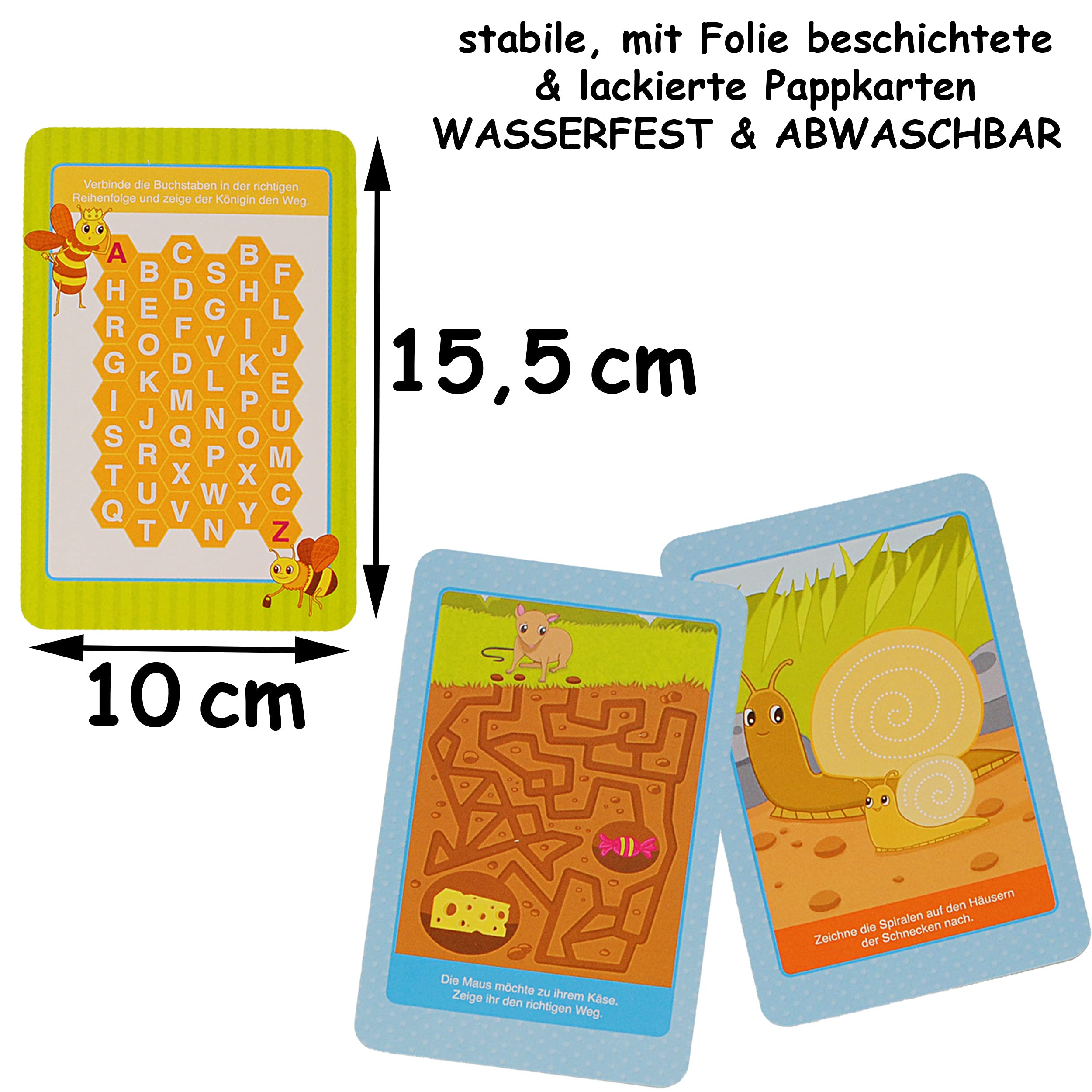 Schulanfang-Set: Wiederbeschreibbarer Stundenplan + Lernkarten (Buchstaben, Zahlen, Knobeln) Mit Stift & Schwamm
