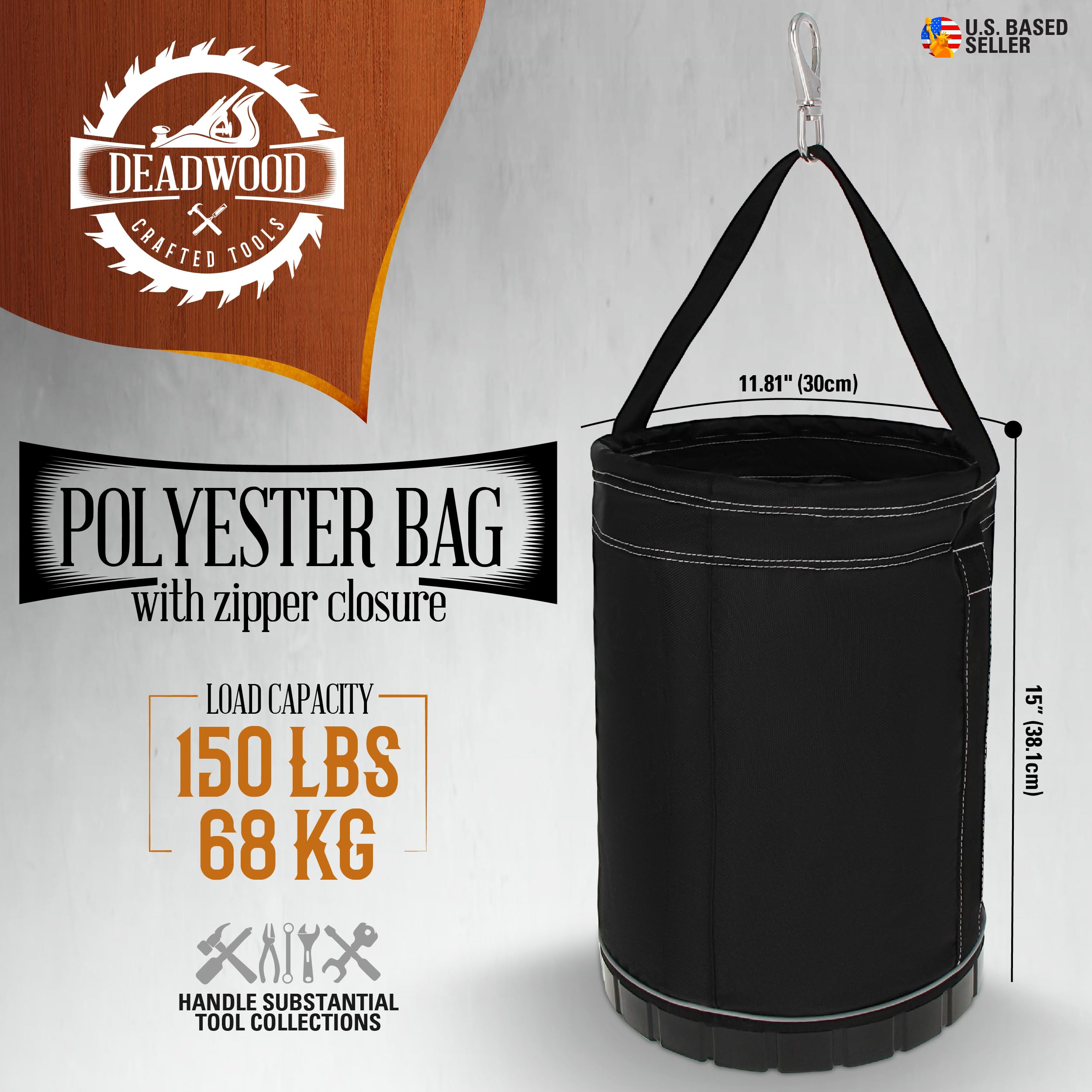 Deadwood Crafted Tools Tool Bag - 150 Pound Capacity Canvas Bucket