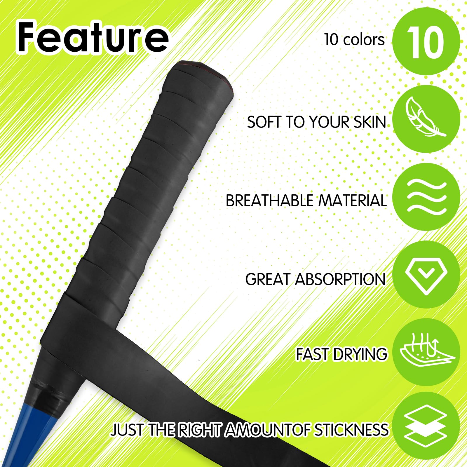 Lot De 8 Bandes Antidérapantes Pour Raquette - Tennis, Badminton, Squash - Adhésif Inclus, 110 Cm