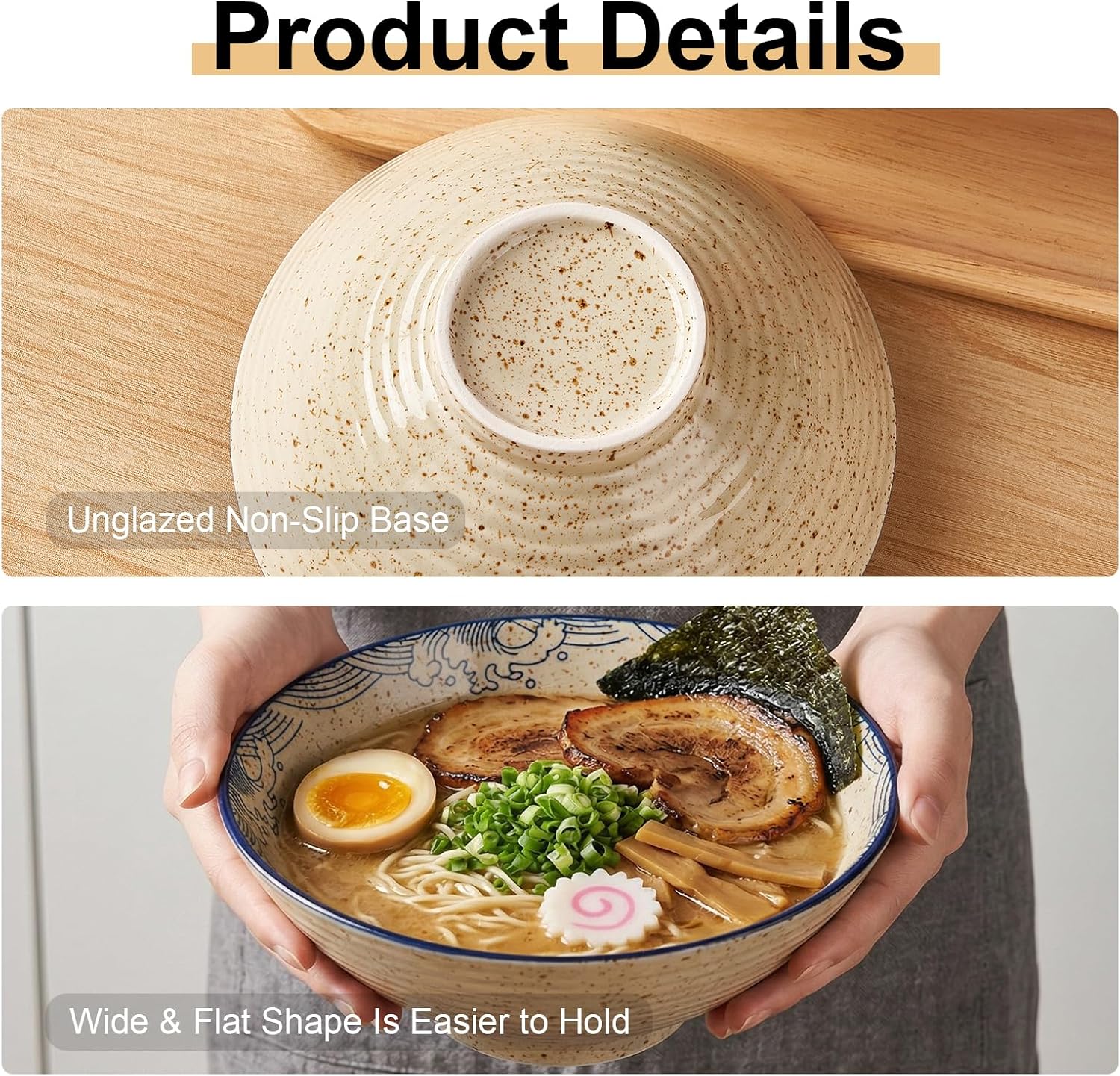 40 OZ Ceramic Ramen Bowl Set with Spoons, Chopsticks and Rests image 4