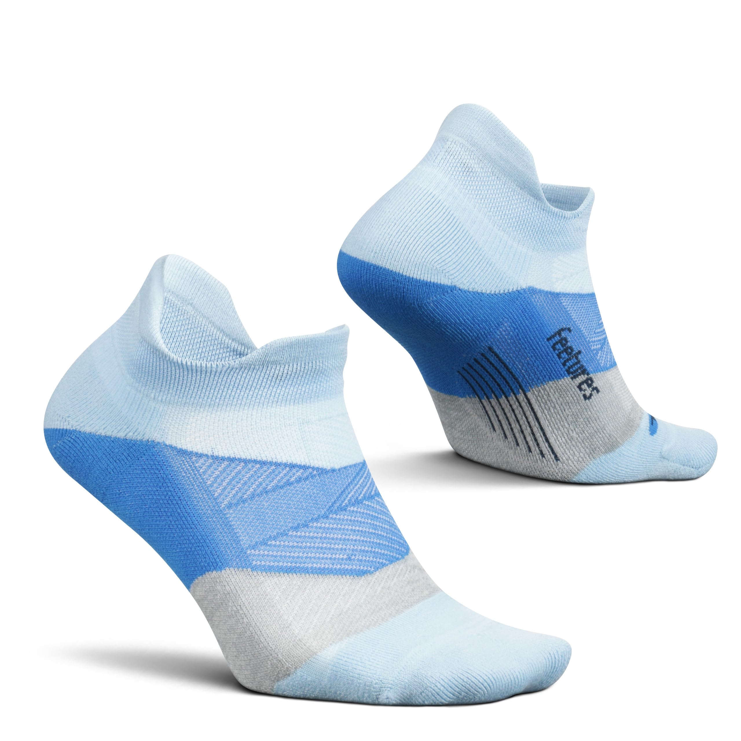 Feetures Unisex Big Sky Blue Elite Light Cushion No Show Tab - Running Socks For Men & Women - Athletic Compression Socks - Moisture Wicking, 12.5-15