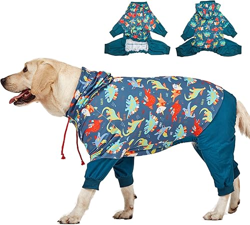 LovinPet Pitbull Breeds - Pijama para perros con diseño de rayas reflectantes, estampado azul marino súper dinos, ropa de recuperación quirúrgica,