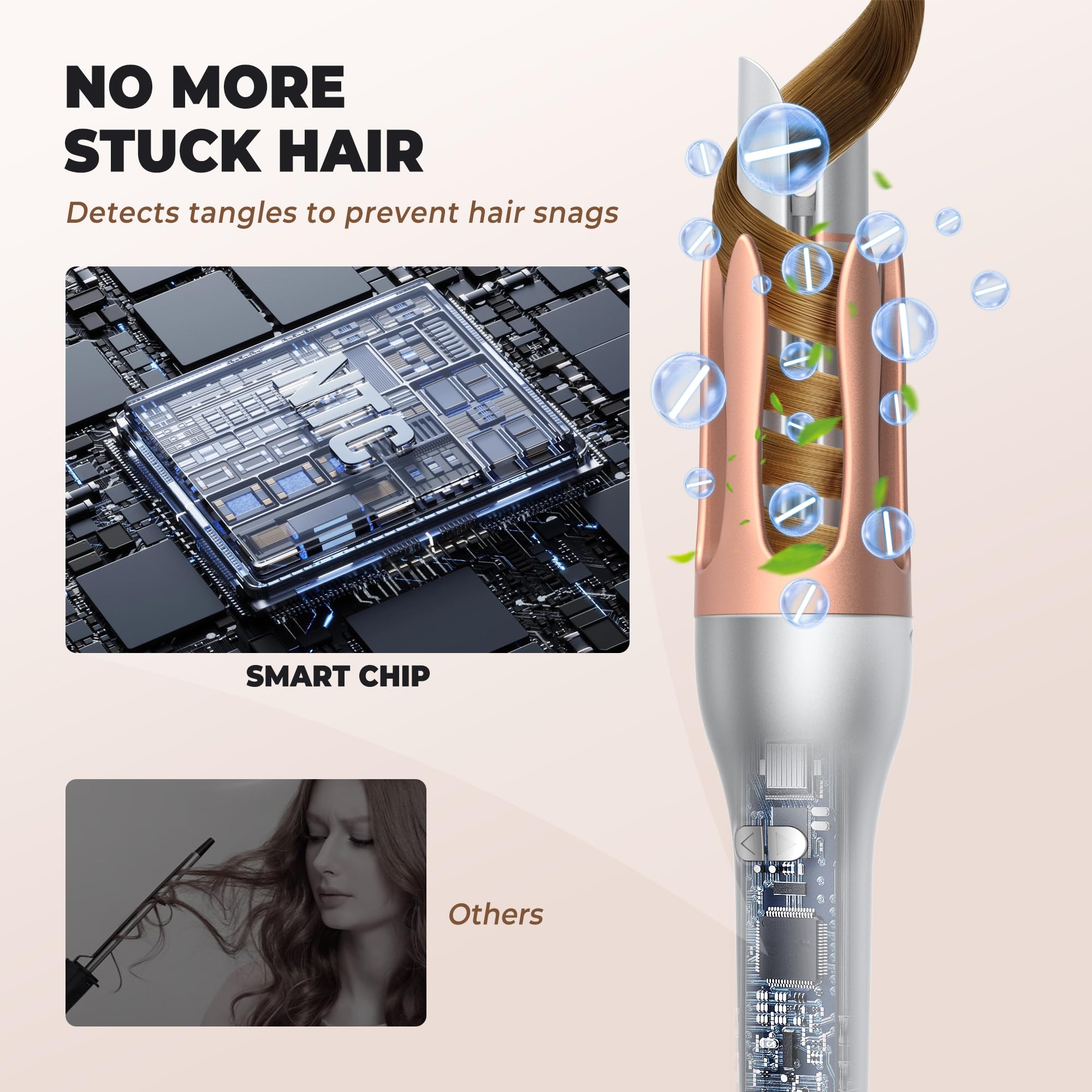 UKLISS Pro Fer à friser automatique – Fer à friser pour grandes boucles 32 mm Fer à friser automatique avec minuterie intelligente et 3 températures Écran LCD [160-200 °C] Coiffure longue durée