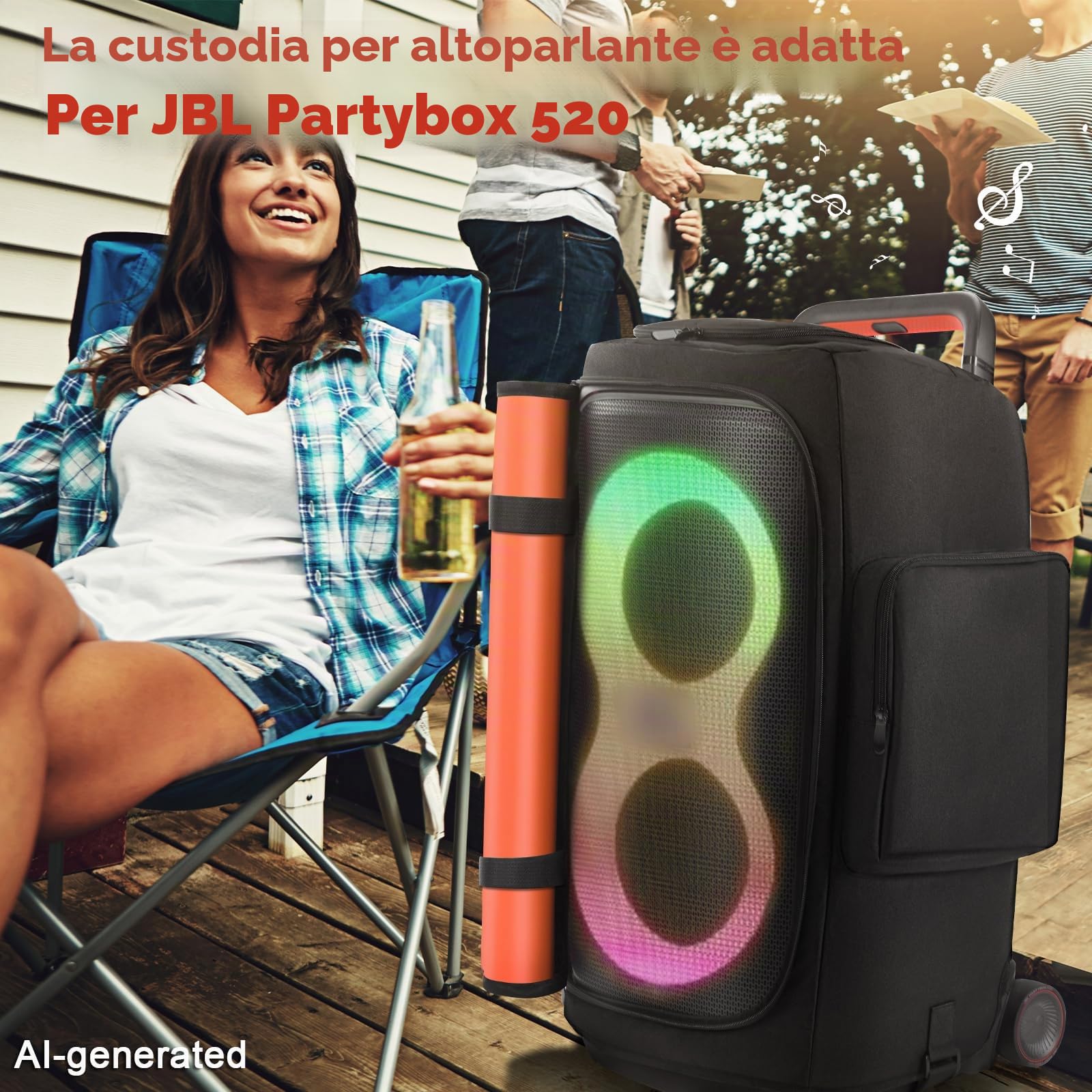 LEFOR·Z Custodia per altoparlanti compatibile con JBL PartyBox 520, custodia antipolvere per altoparlante portatile, adatta per JBL PartyBox 520, per viaggi all'aperto, solo copertura