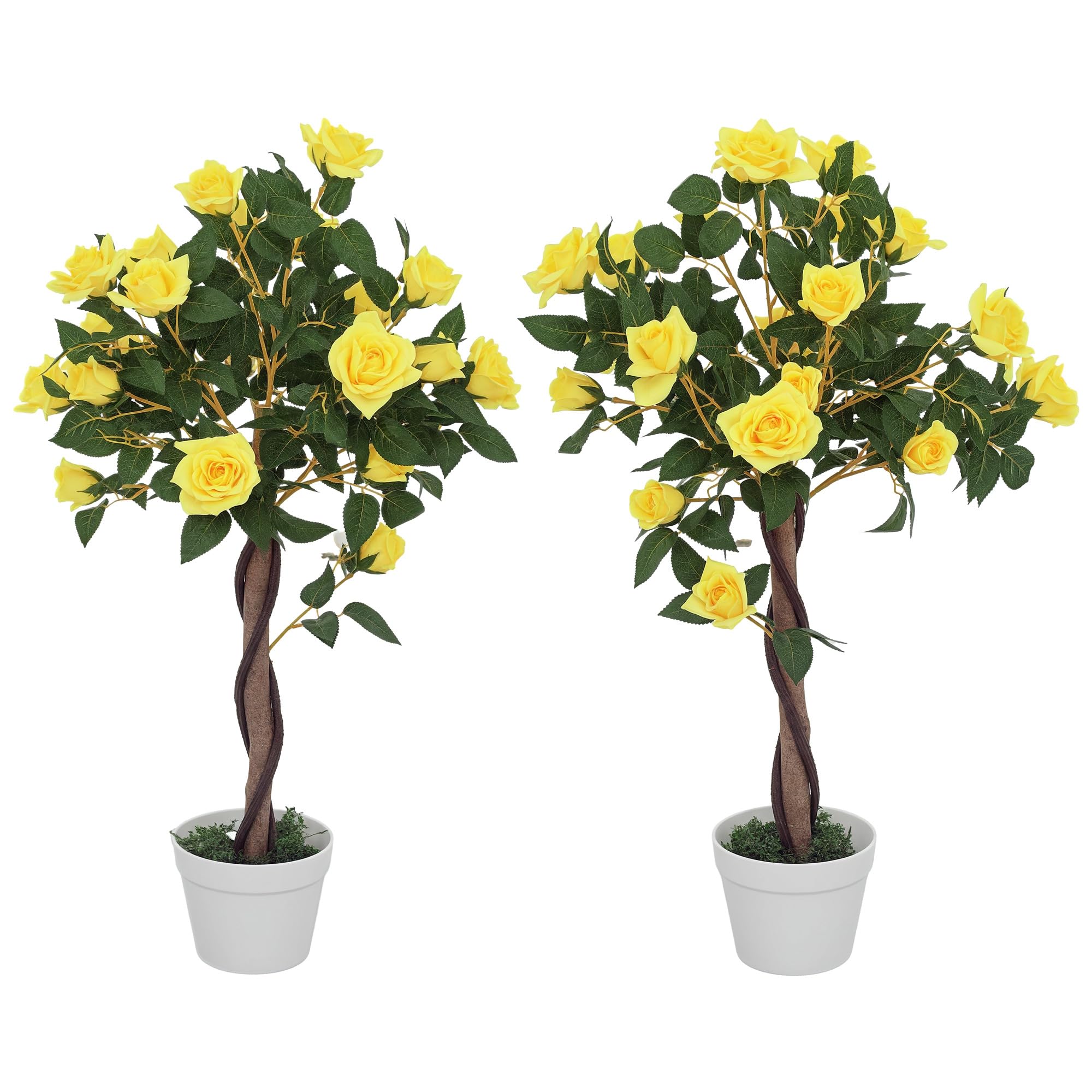 Portland Yellow Rose Artificial Tree 90cm - 2 Pack