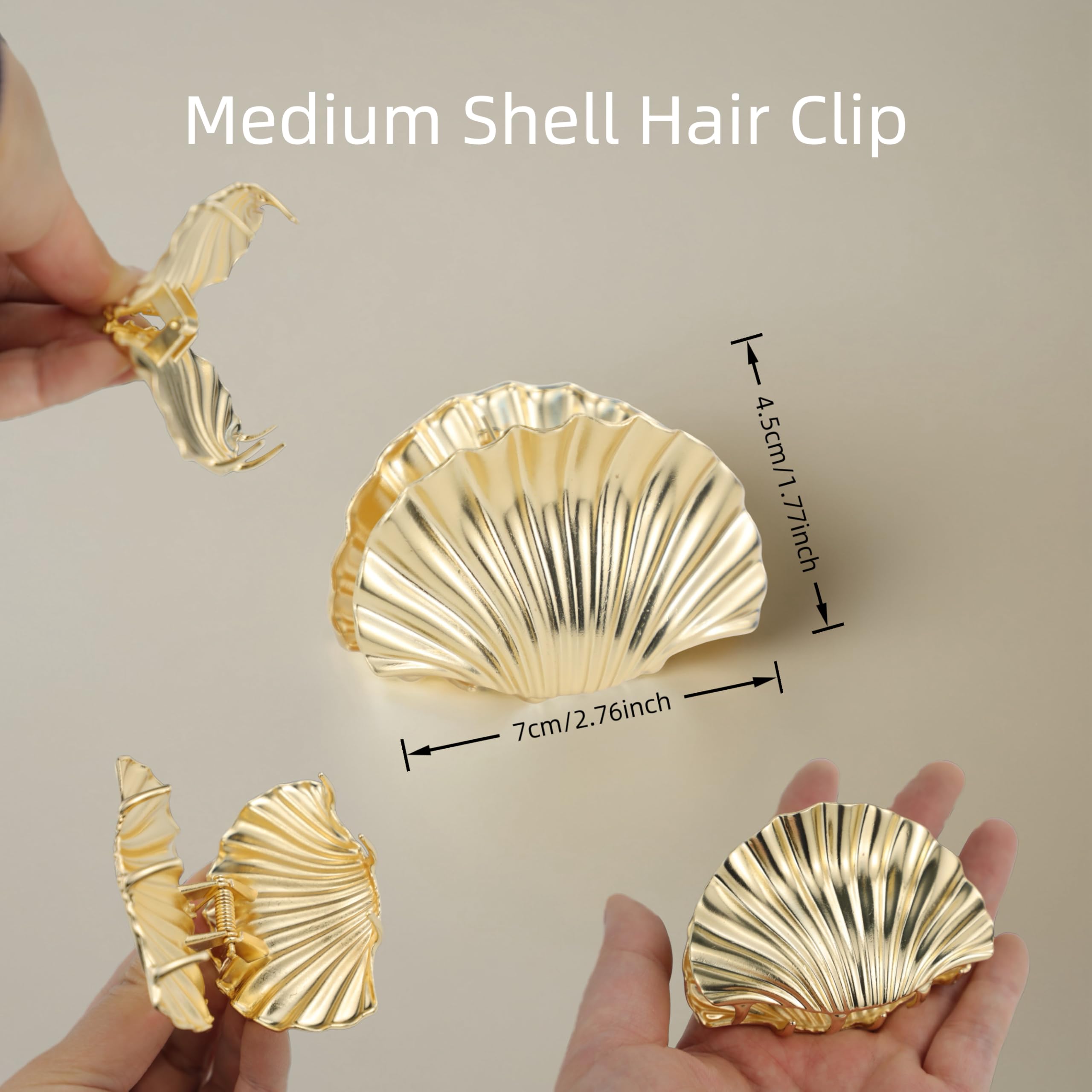 ⭐️ NWOT Set of Gold Metal Shell Hair Clips Amazon.com: 2.76 main image 4