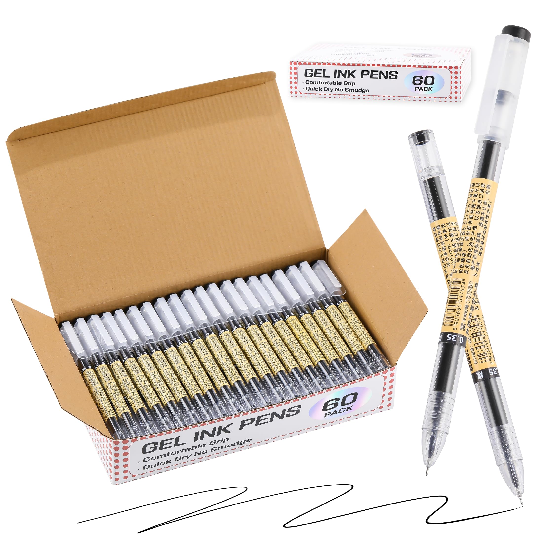 - RIANCY 60 Pack Black Ballpoint Pens Bulk, 0.35mm Extra Fine Point, Japanese Style Stationery, No Bleed No Smear Smooth Writing,Cap Design Black Ink Pens for School Office Teachers Students Journaling