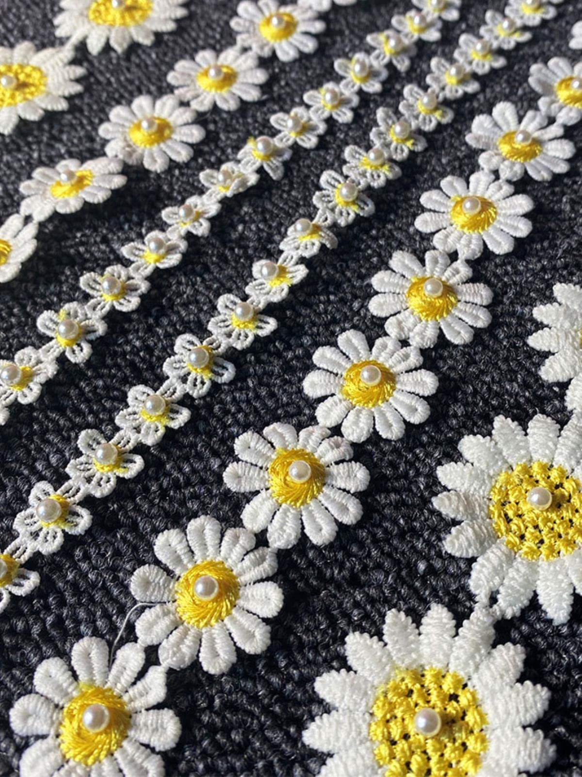 PH PandaHall Gänseblümchen-Spitzenband – 17 Mm Breit, 20 M Rolle, Polyester, Zum Nähen & Basteln