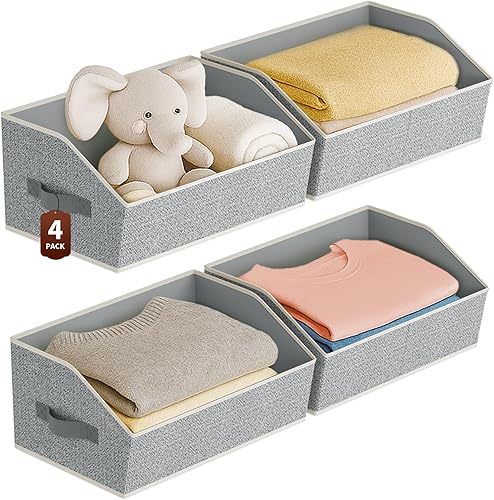 Miniatura 21 de Organizadores grandes de armario y contenedores de almacenamiento - 8 paquetes de cestas de almacenamiento trapezoidales para estantes, cestas de