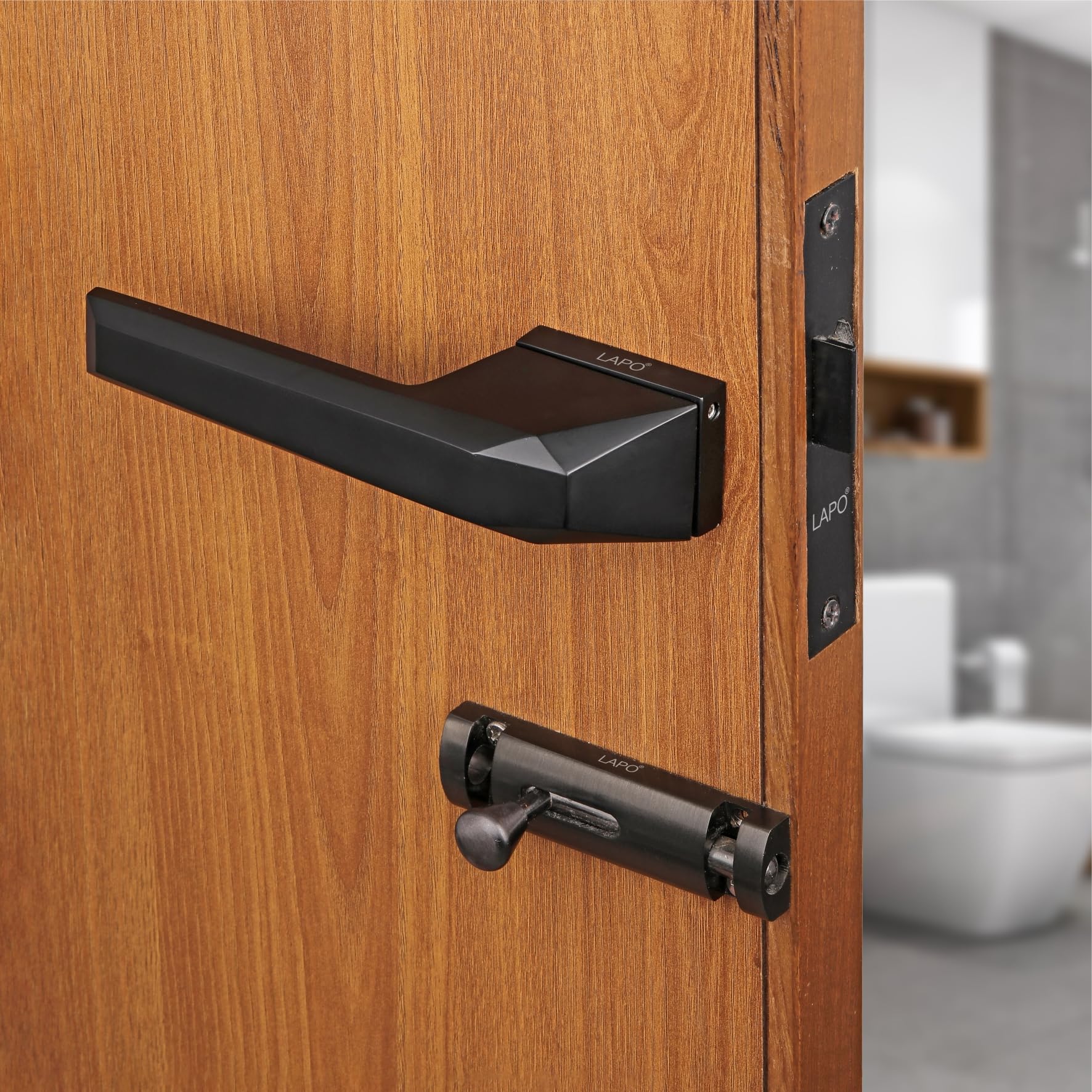 LAPO Mortise Lock - Secure Black Door Handle Set -14