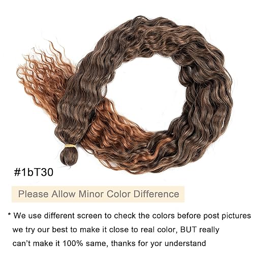 Miniatura 5 de Cabello rizado de ganchillo de 30 pulgadas, paquete de 3 unidades, cabello ondulado de ganchillo para mujeres negras, color marrón degradado,